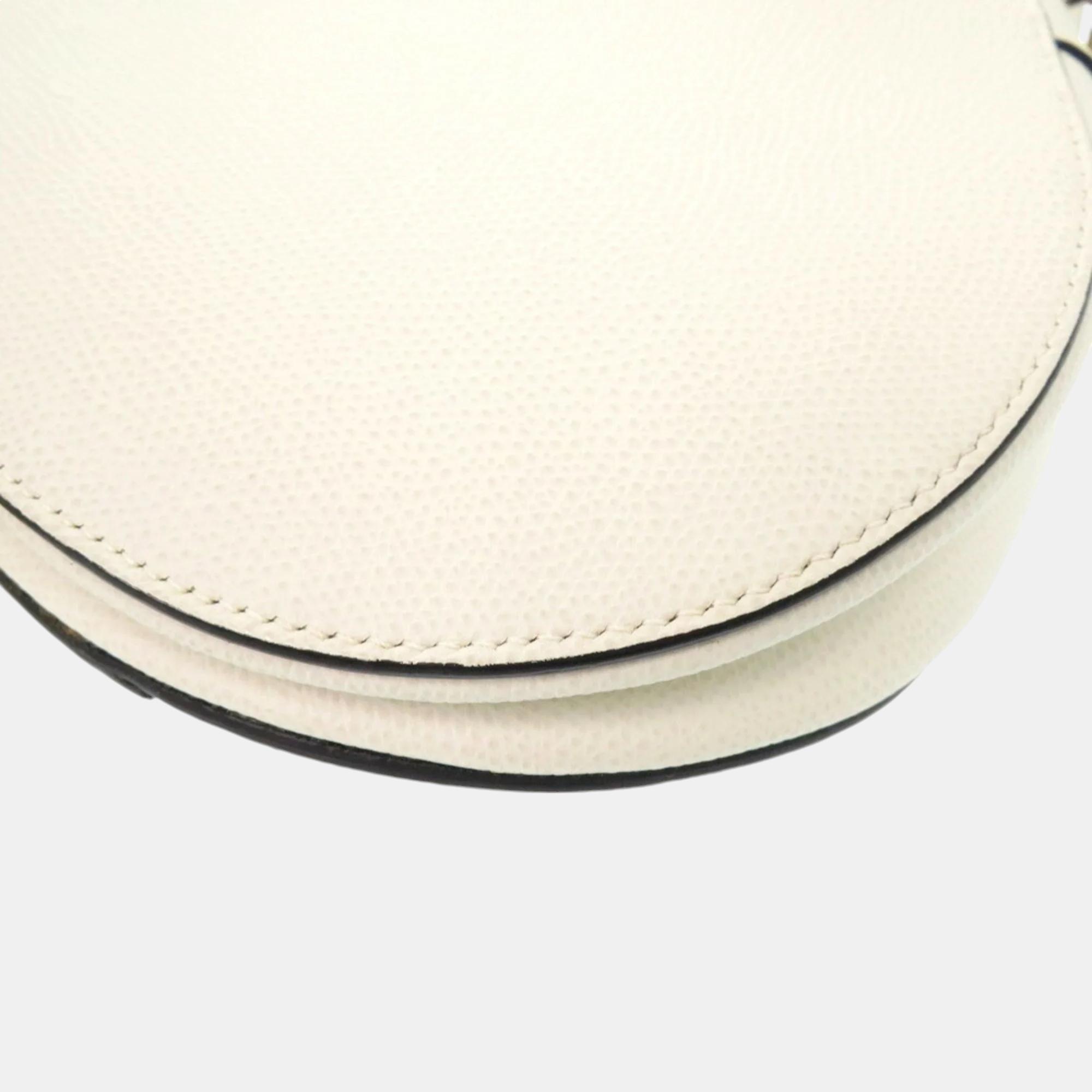 Christian Dior White Leather Saddle Bag