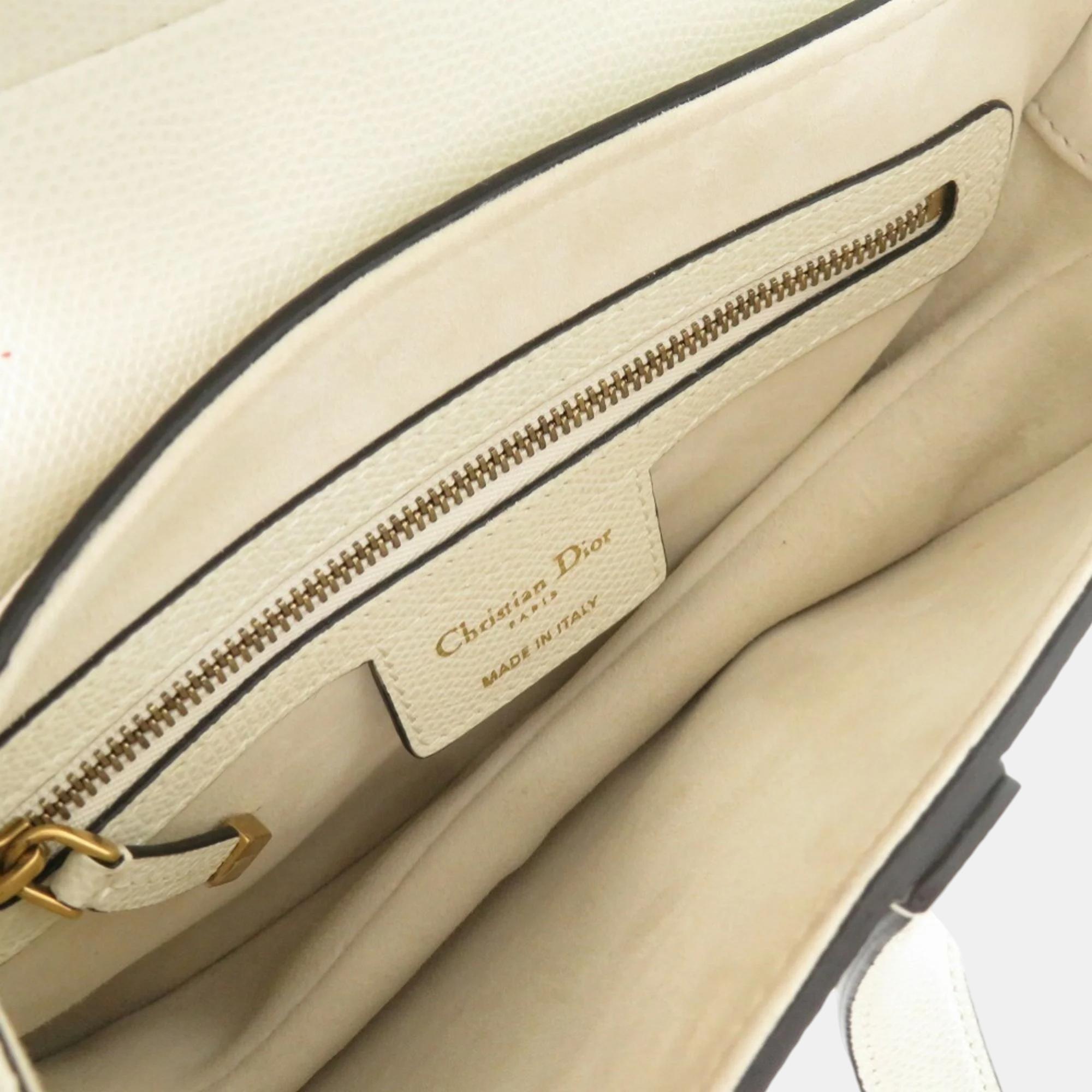 Christian Dior White Leather Saddle Bag