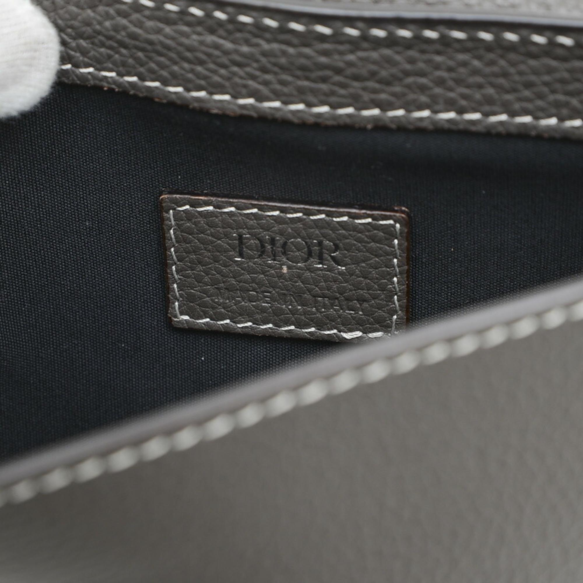 Christian Dior Leather Grey Dior Saddle Bag