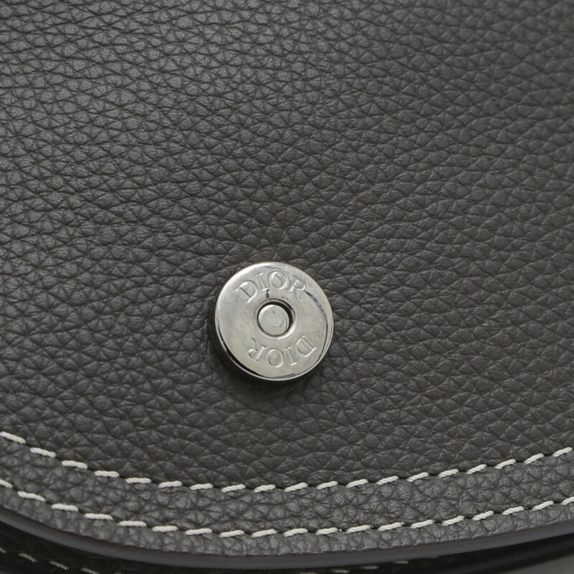 Christian Dior Leather Grey Dior Saddle Bag