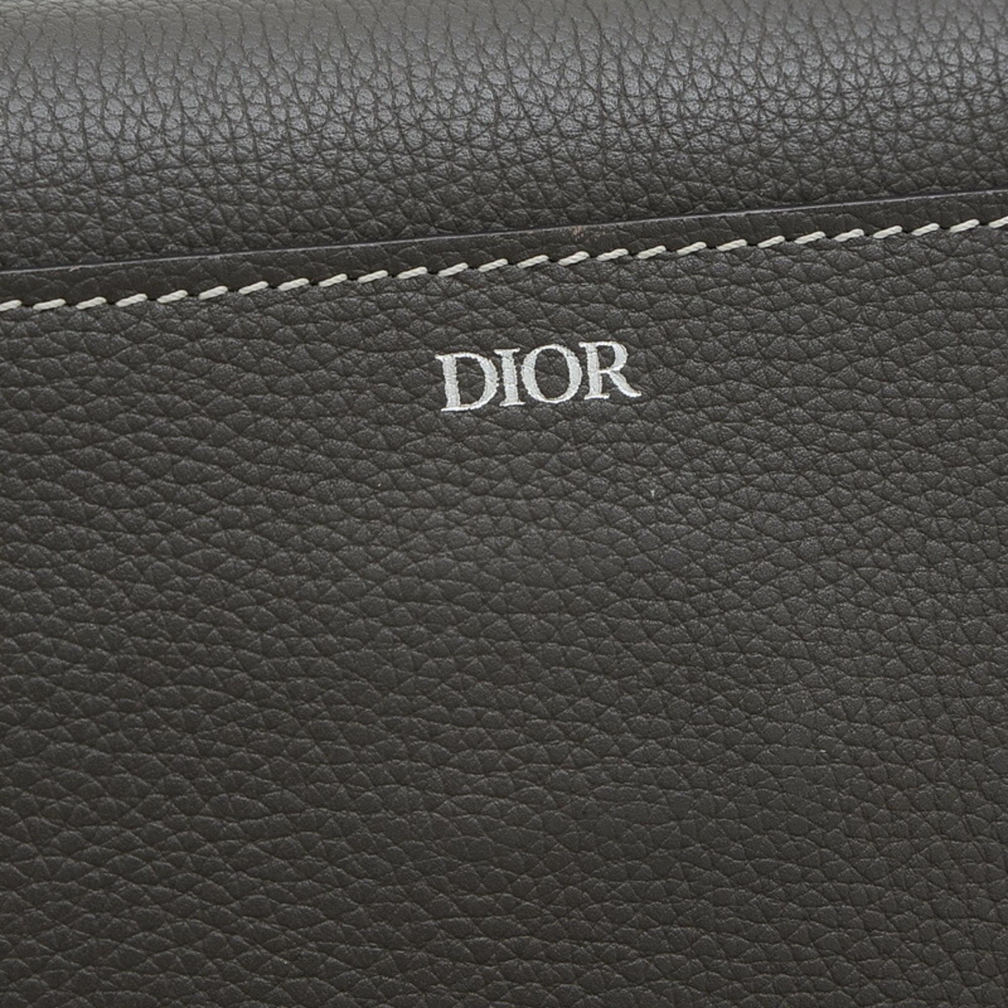 Christian Dior Leather Grey Dior Saddle Bag