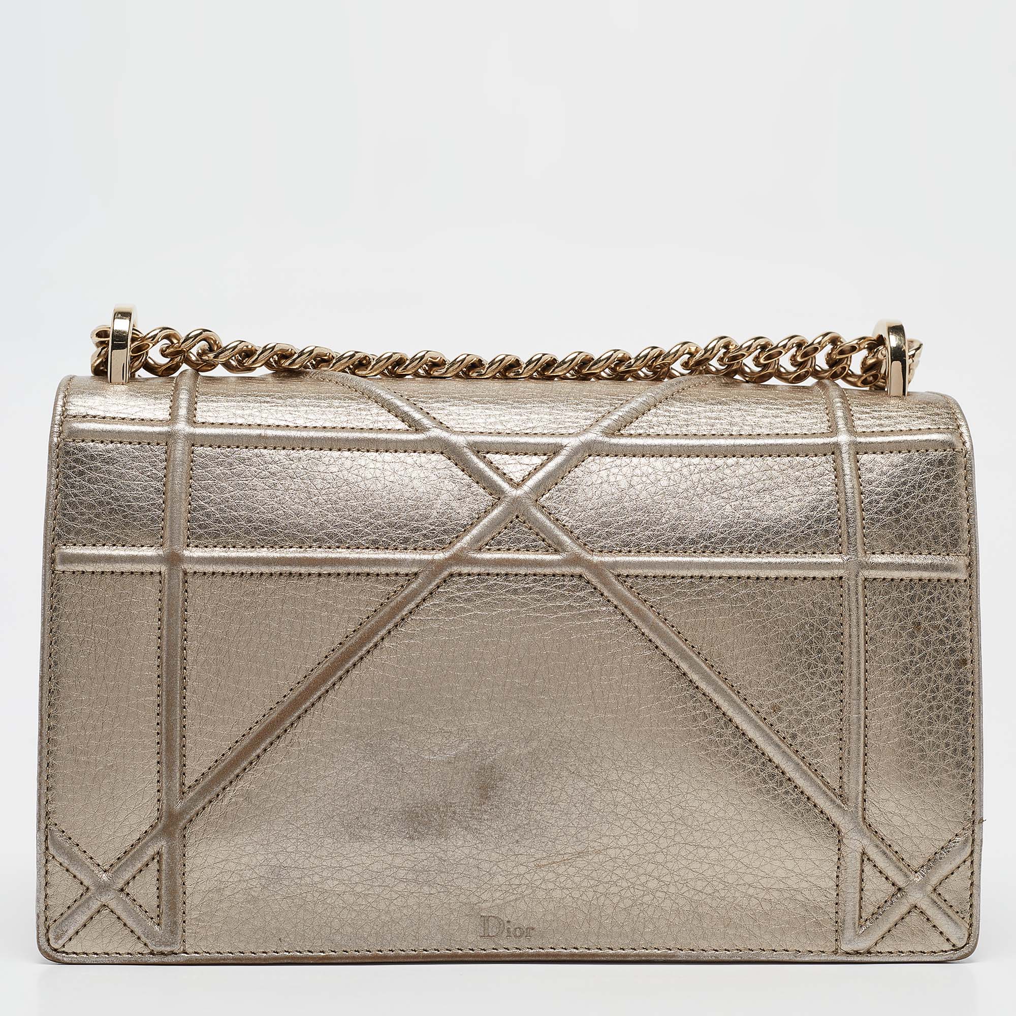 Dior Gold Leather Medium Diorama Flap Shoulder Bag