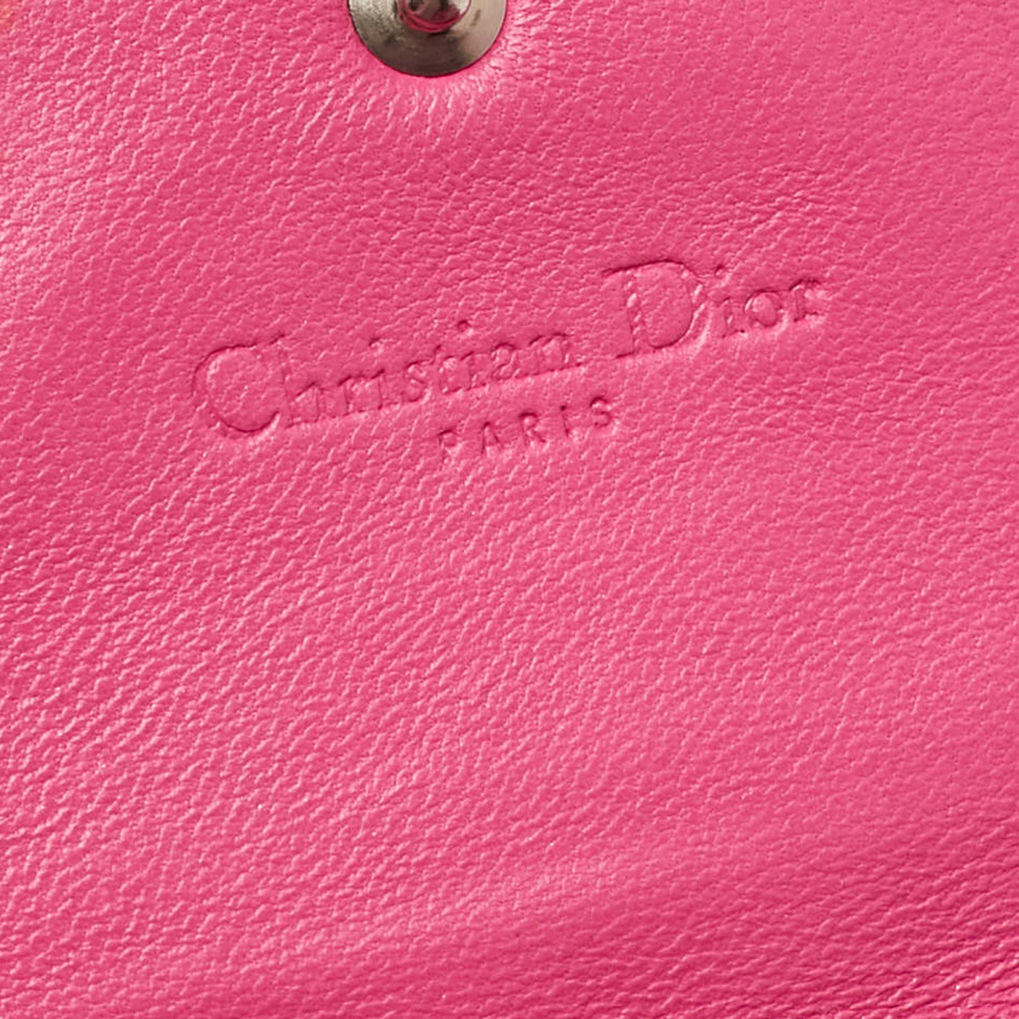 Dior Pink Cannage Leather Lady Dior Wallet On Chain