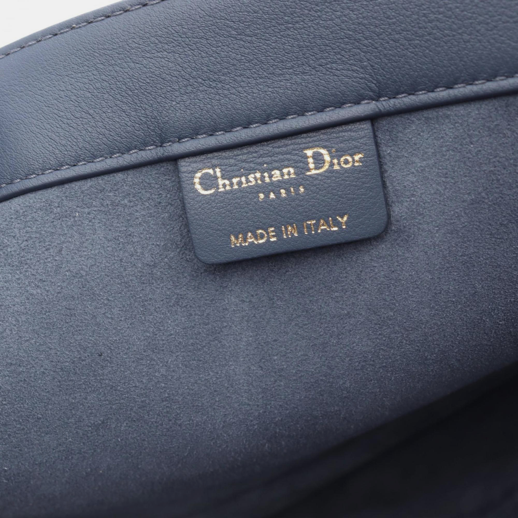 Dior Leather Blue Book Tote Medium Bag