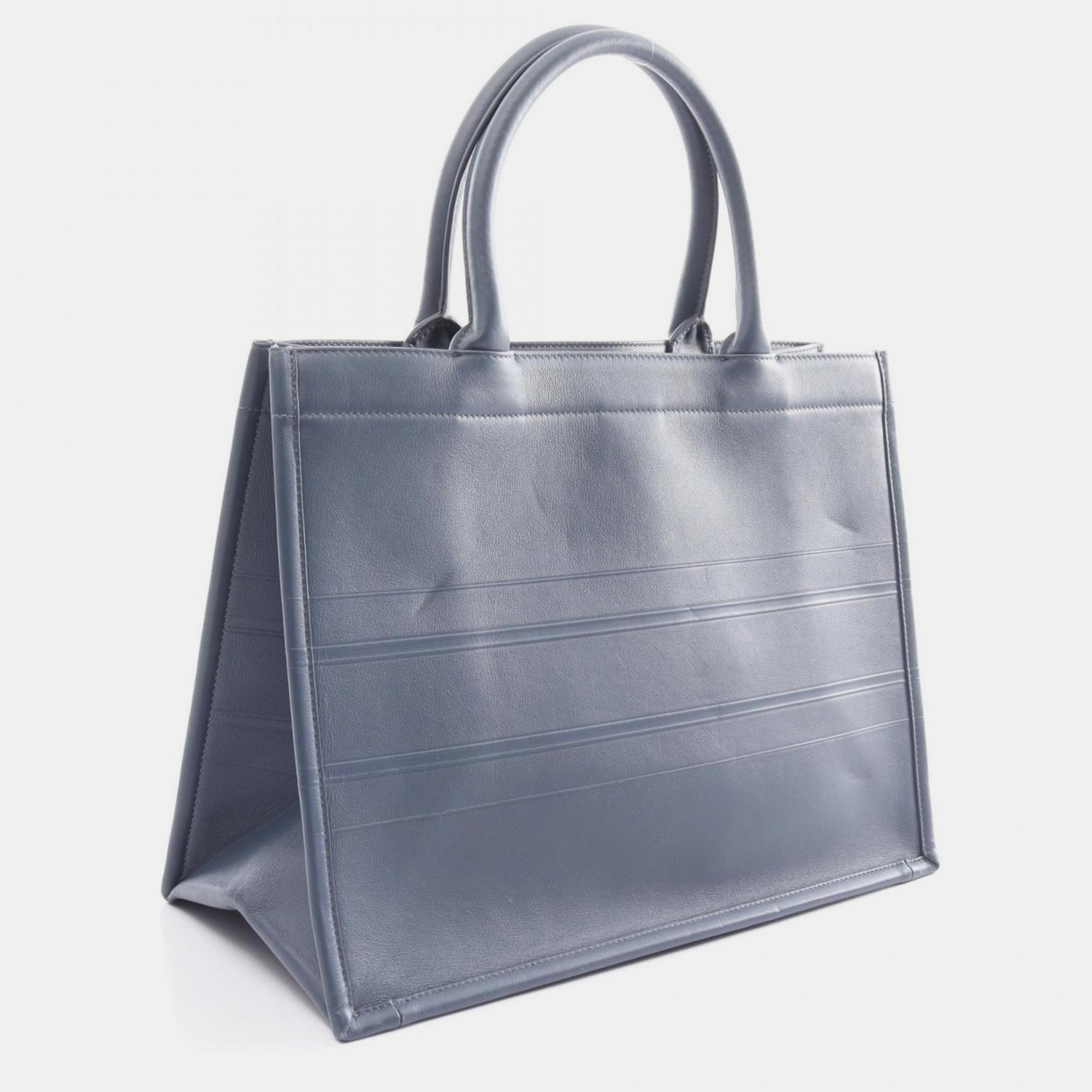 Dior Leather Blue Book Tote Medium Bag