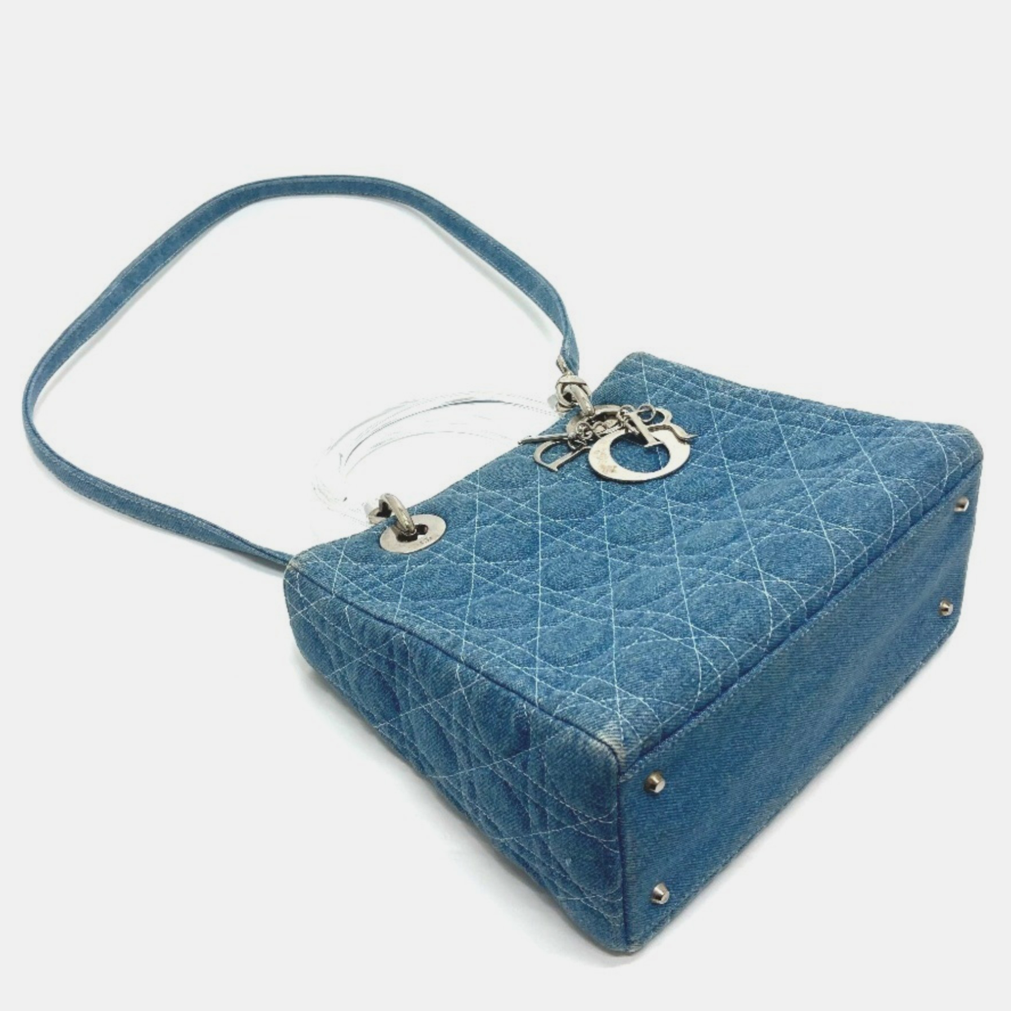 Dior Denim  Blue Cannage Lady Medium Shoulder Bag