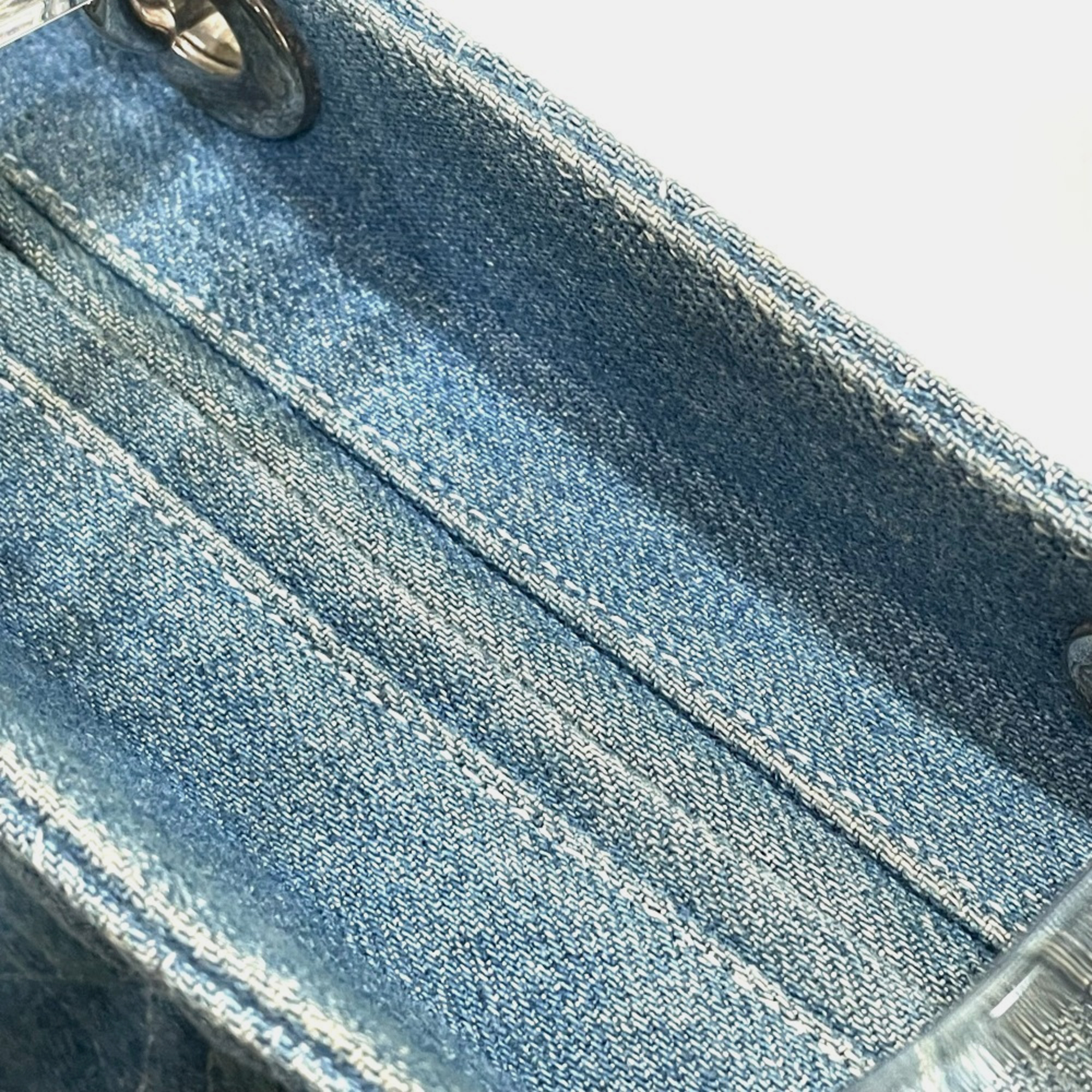 Dior Denim  Blue Cannage Lady Medium Shoulder Bag