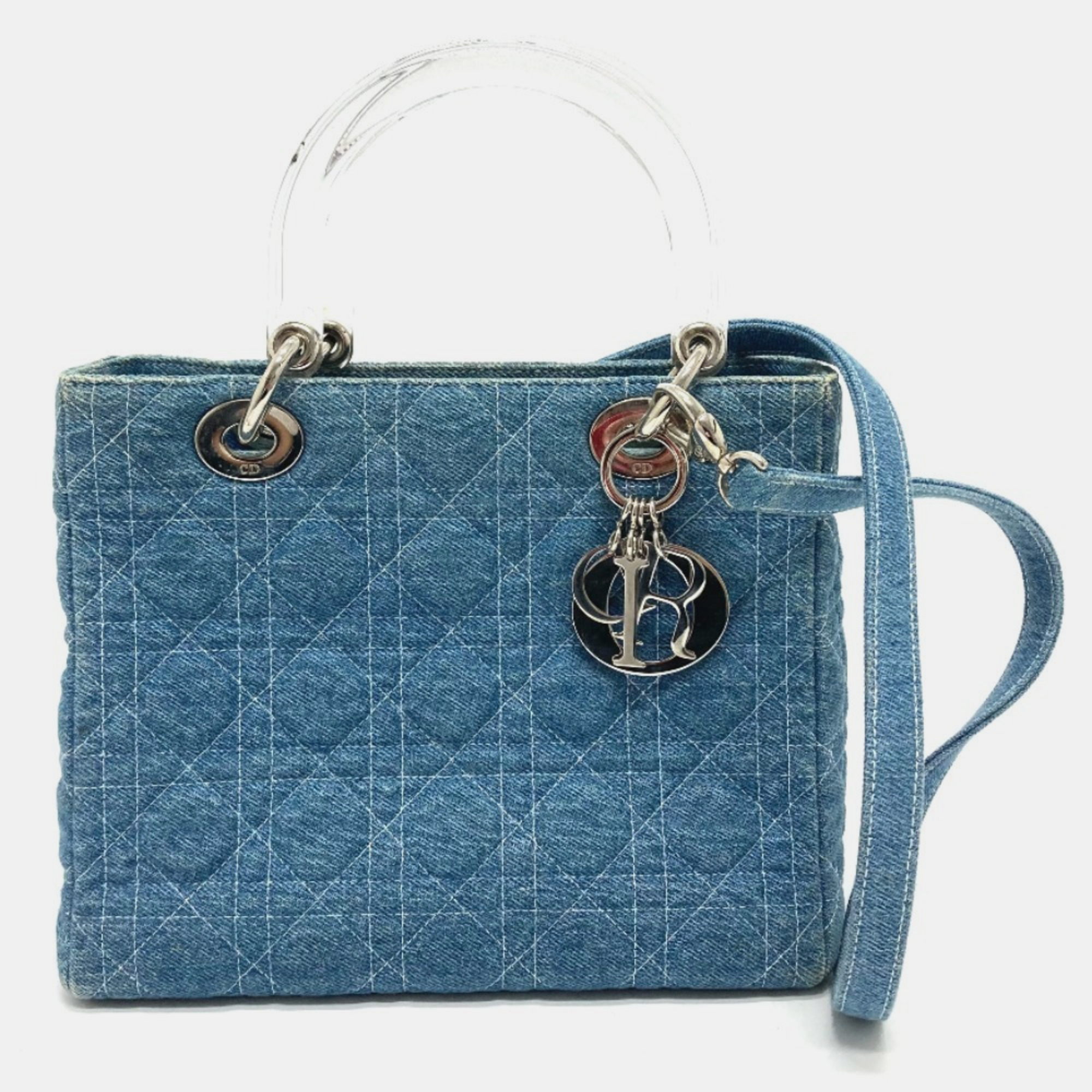 Dior Denim  Blue Cannage Lady Medium Shoulder Bag