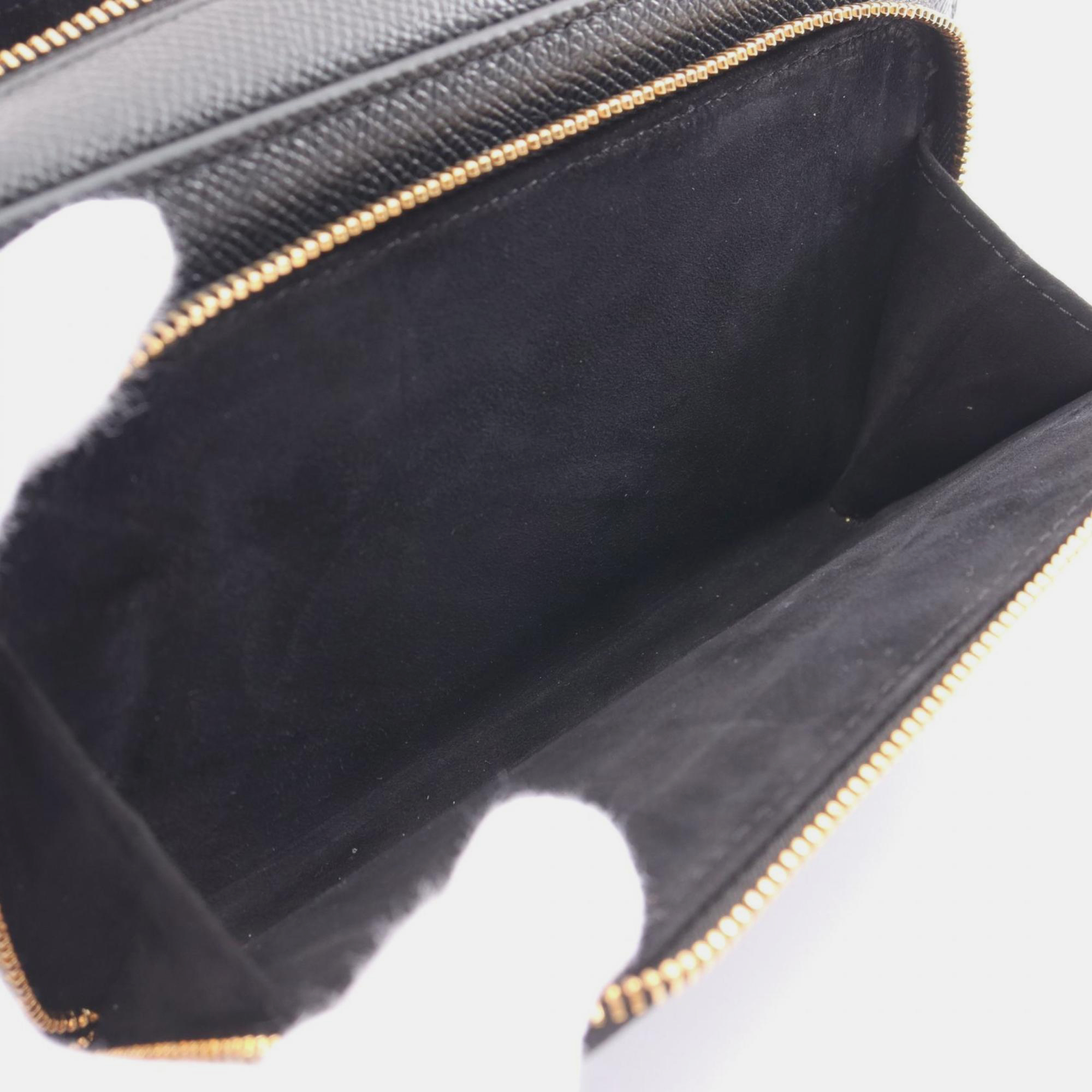 Dior Leather Black Caro Double Pouch Shoulder Bag