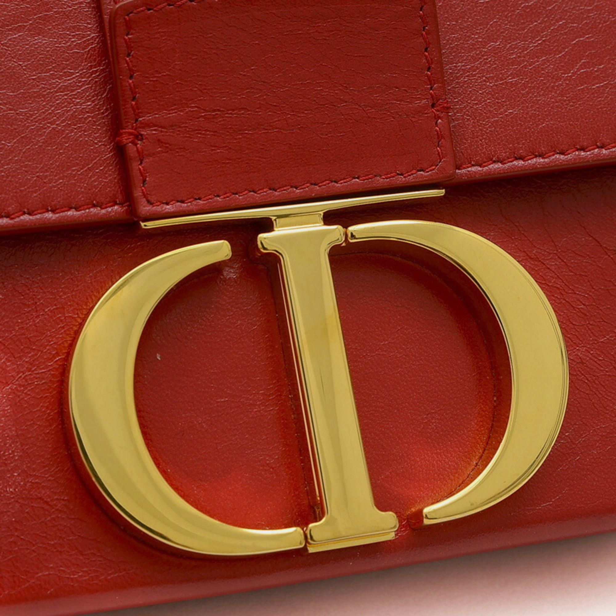 Christian Dior Calf Red Dior 30 Montaigne Box Shoulder Bag