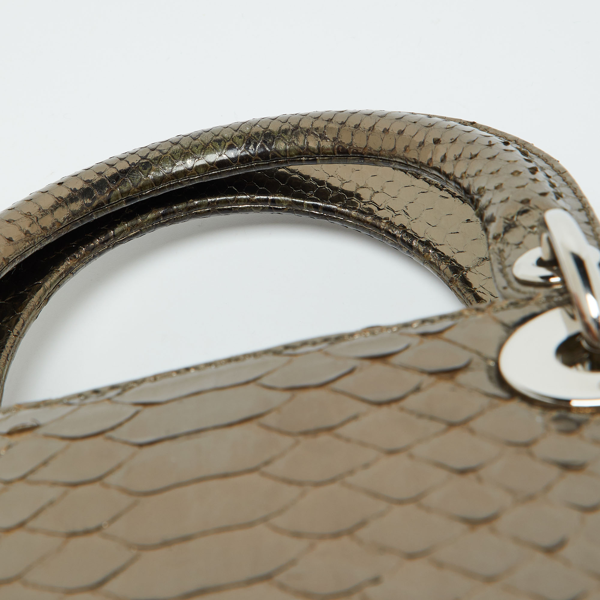 Dior Metallic Python Medium Lady Dior Tote