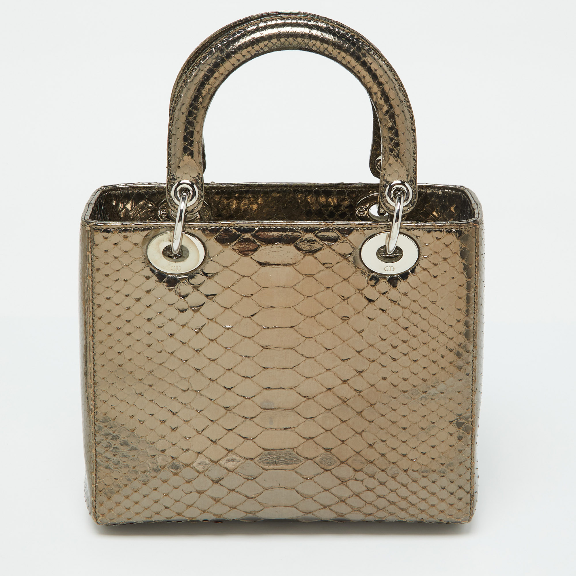 Dior Metallic Python Medium Lady Dior Tote