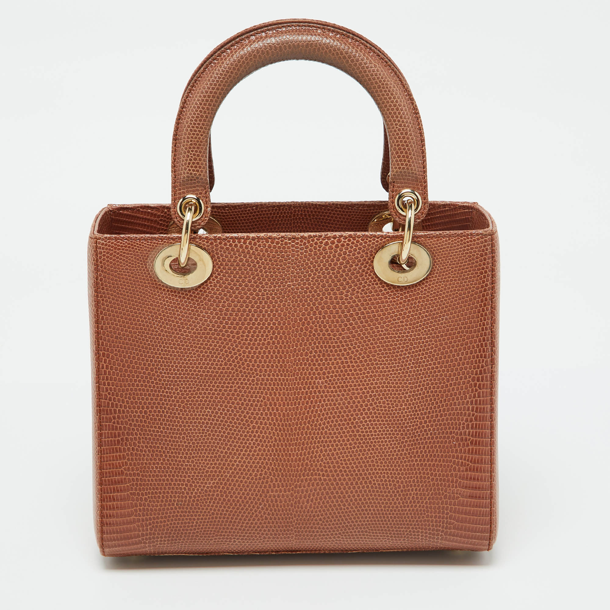 Dior Brown Lizard Medium Lady Dior Tote