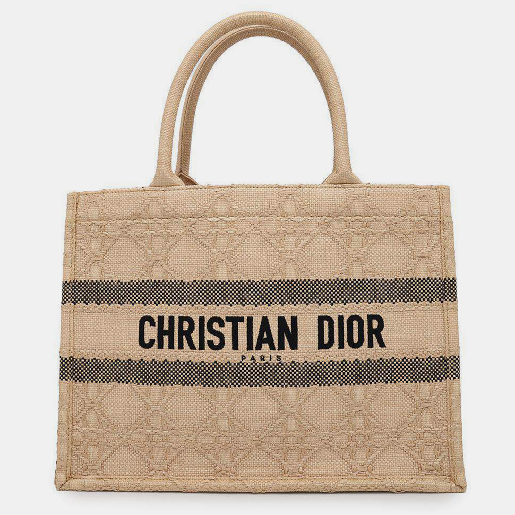 Dior Beige Raffia Size Book Tote Bag Medium