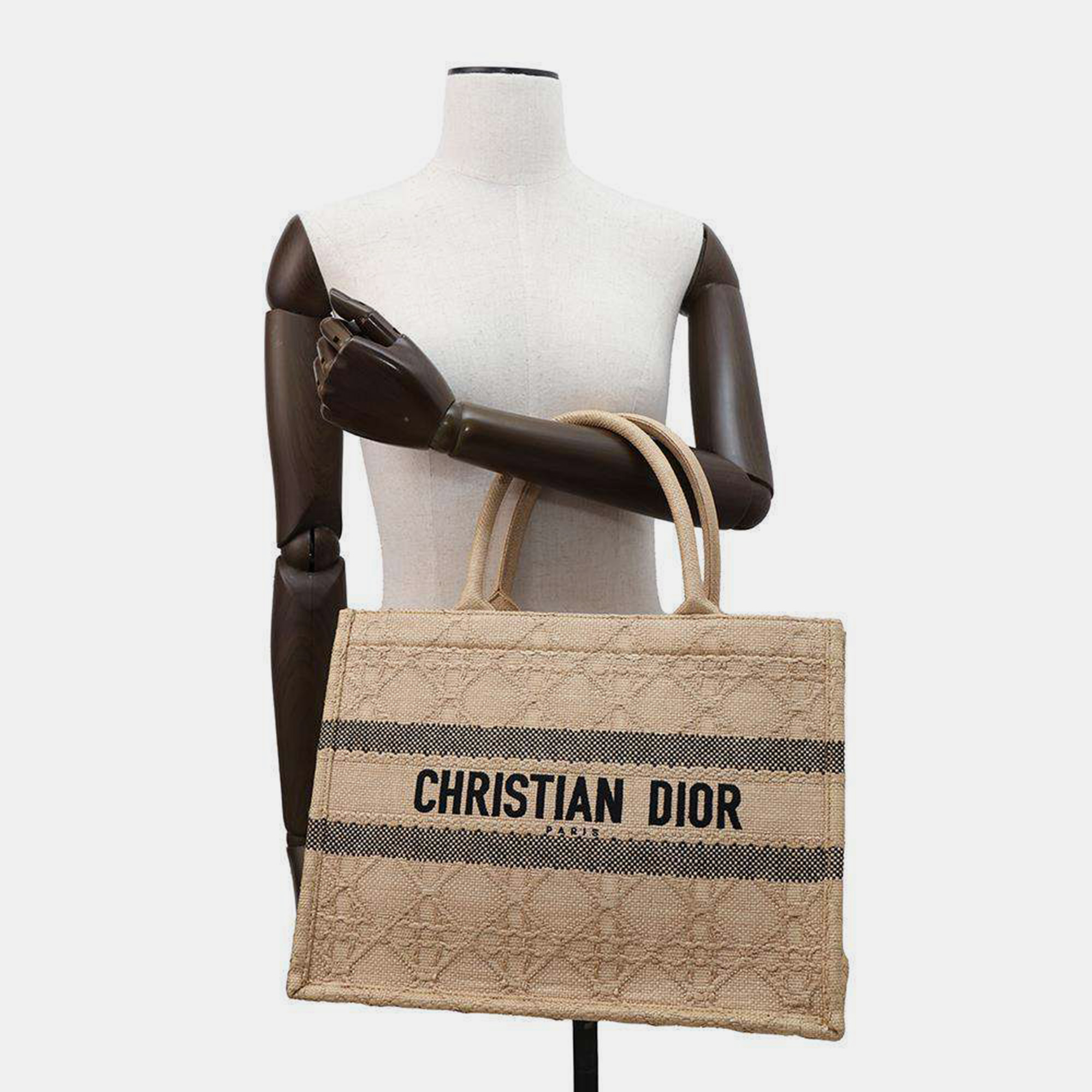 Dior Beige Raffia Size Book Tote Bag Medium