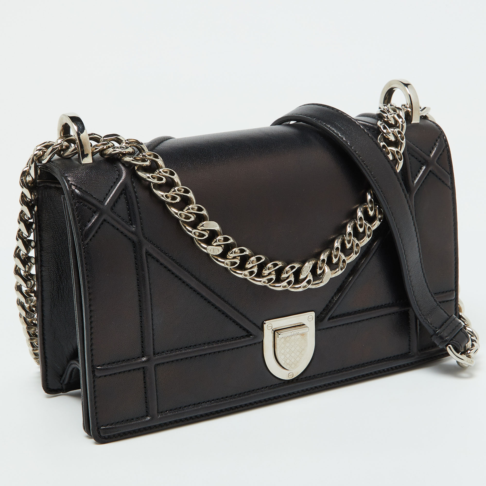 Dior Black Leather Small Diorama Flap Shoulder Bag