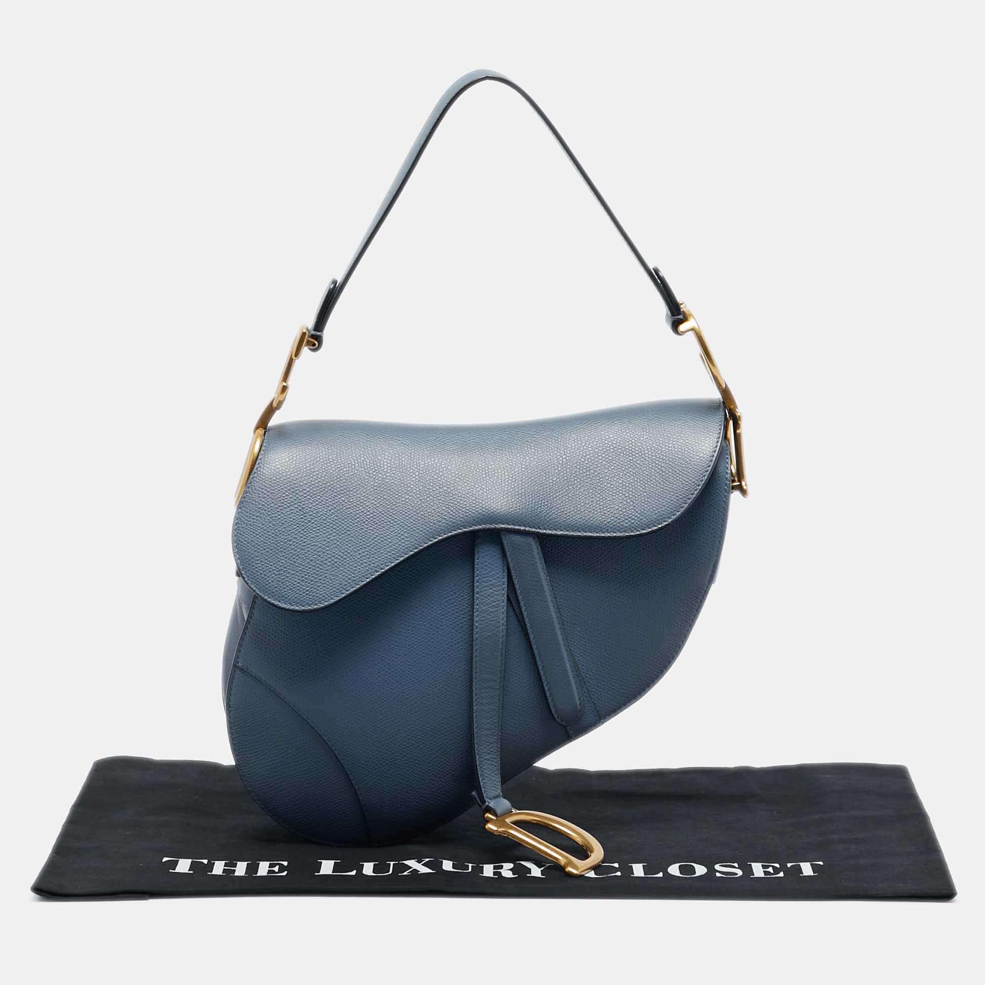 Dior Blue Leather Saddle Bag