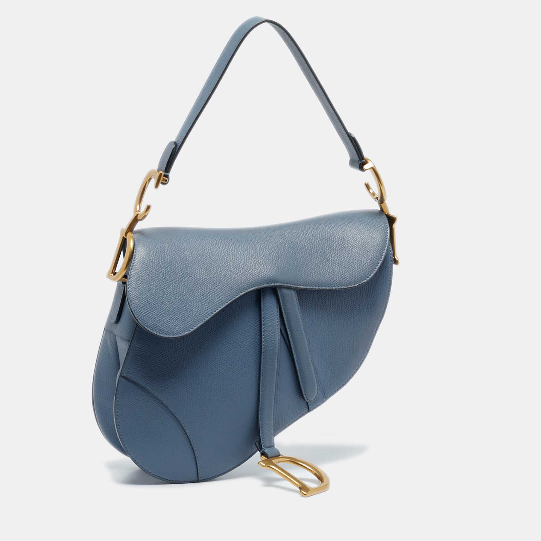 Dior Blue Leather Saddle Bag