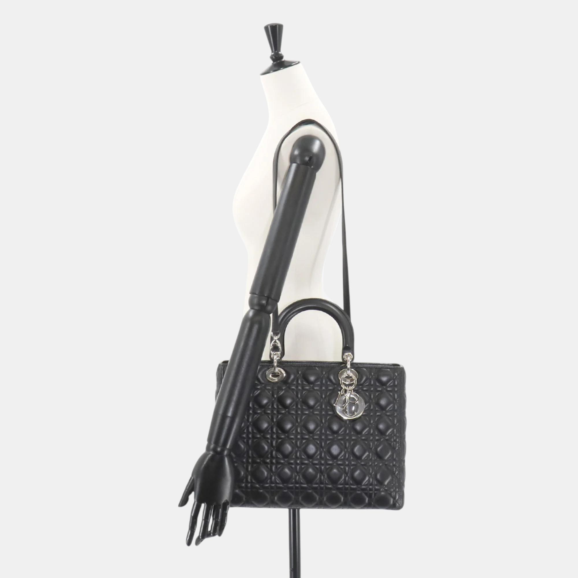 Christian Dior Leather Black Lady Large Shoulder Bag