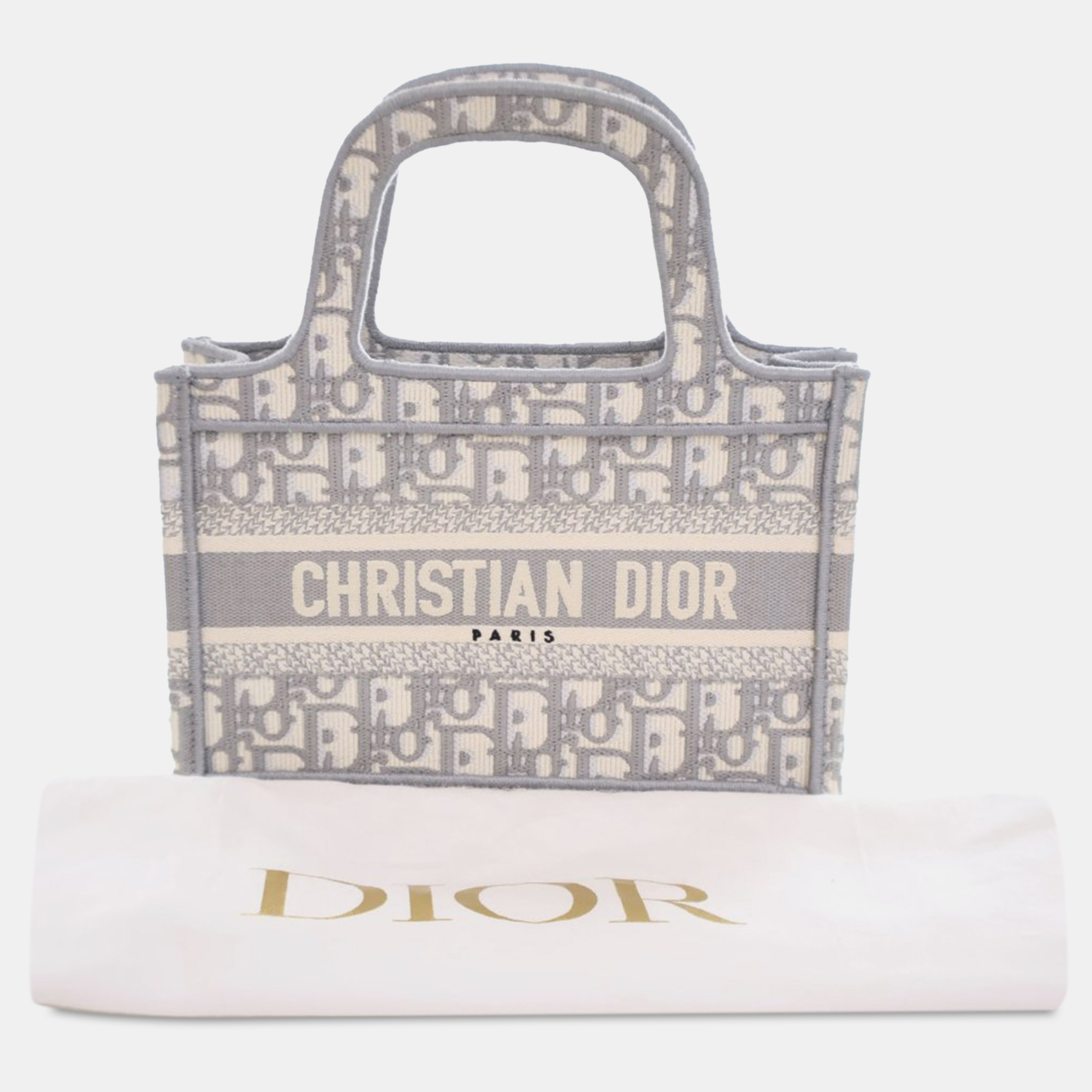 Dior Grey Canvas Dior Mini Oblique Book Tote Bag