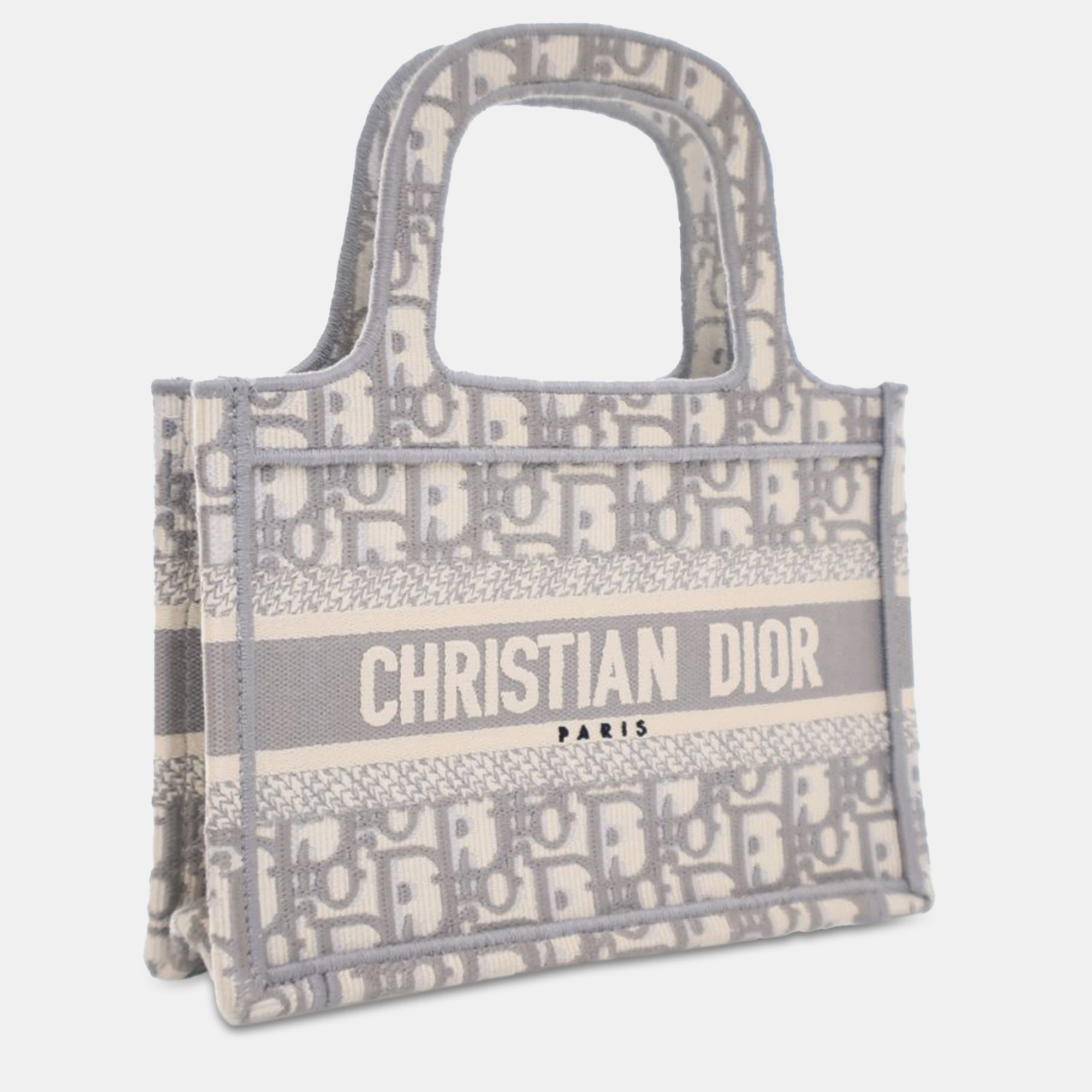 Dior Grey Canvas Dior Mini Oblique Book Tote Bag