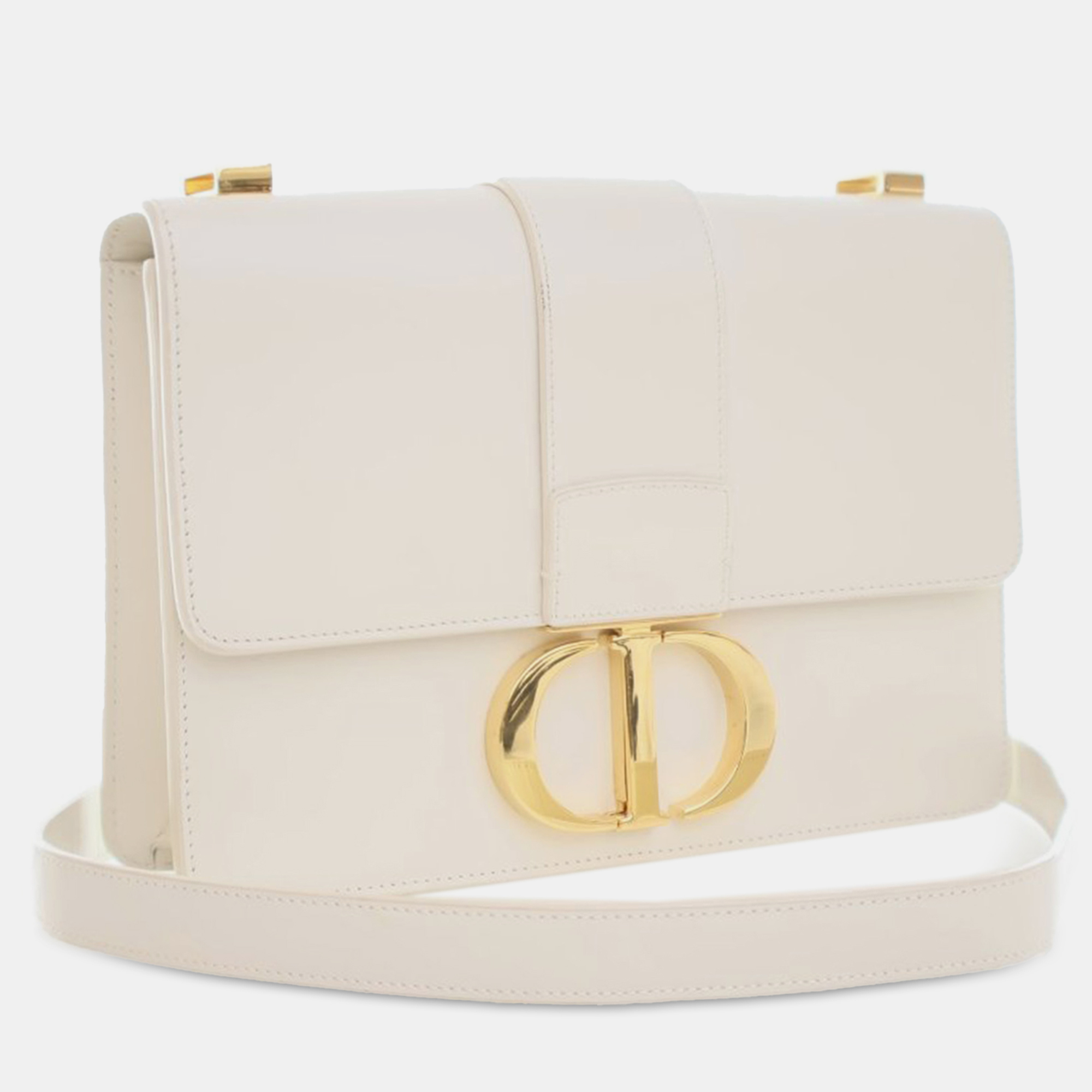 Dior White Calf Leather 30 Montaigne Flap Bag