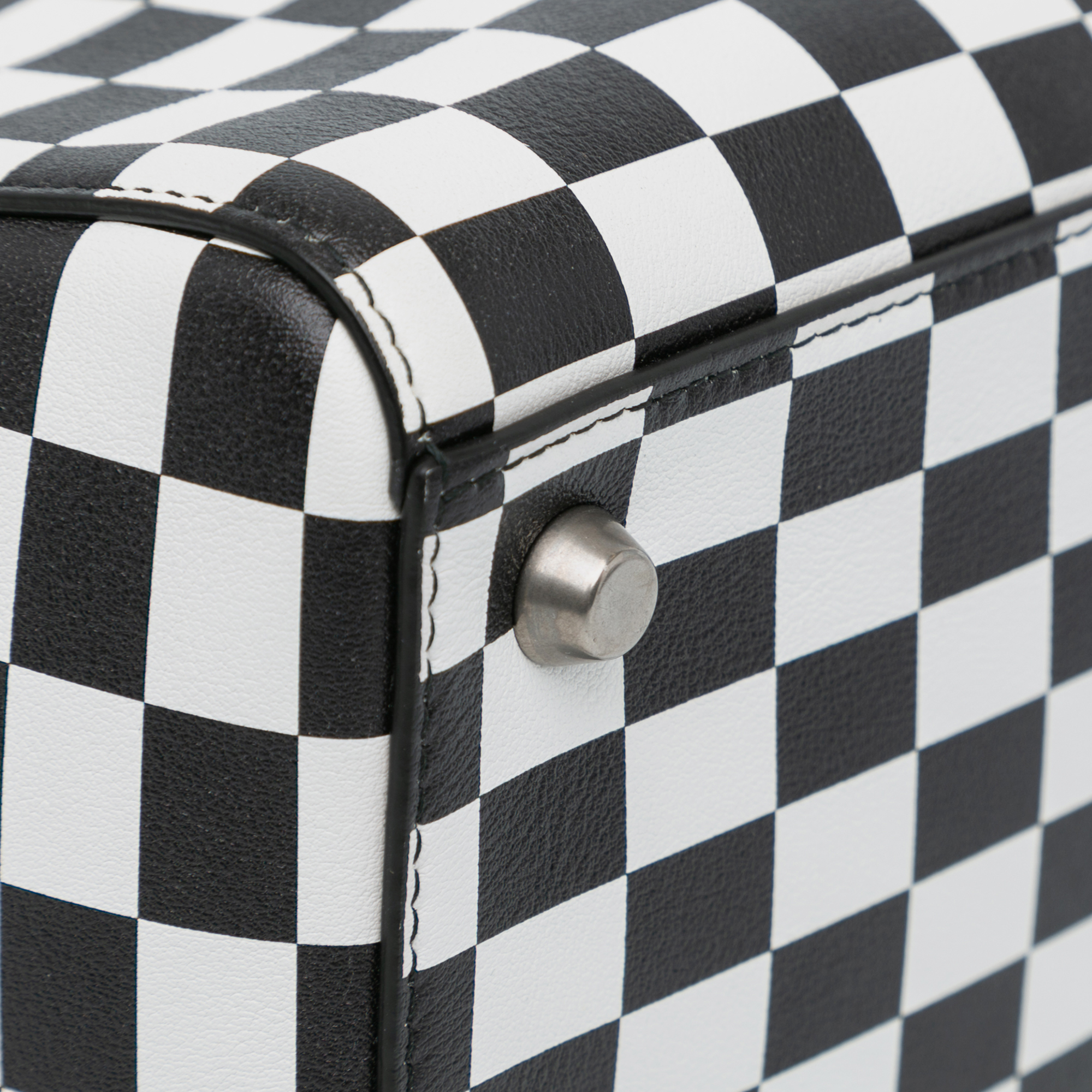 Dior Black White Calf Leather Medium Checkered Lady Dior Bag