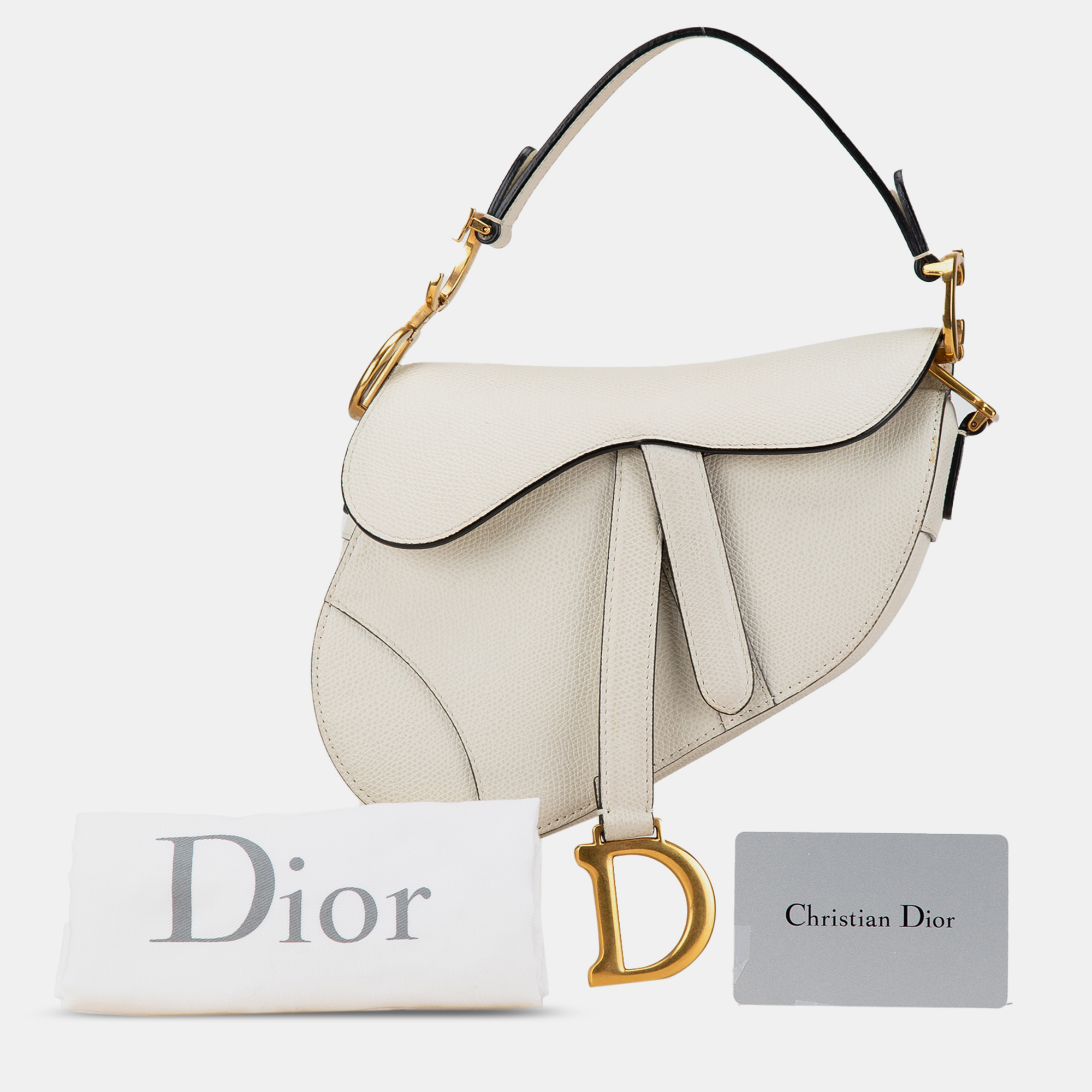 Dior White Leather Mini Leather Saddle Bag