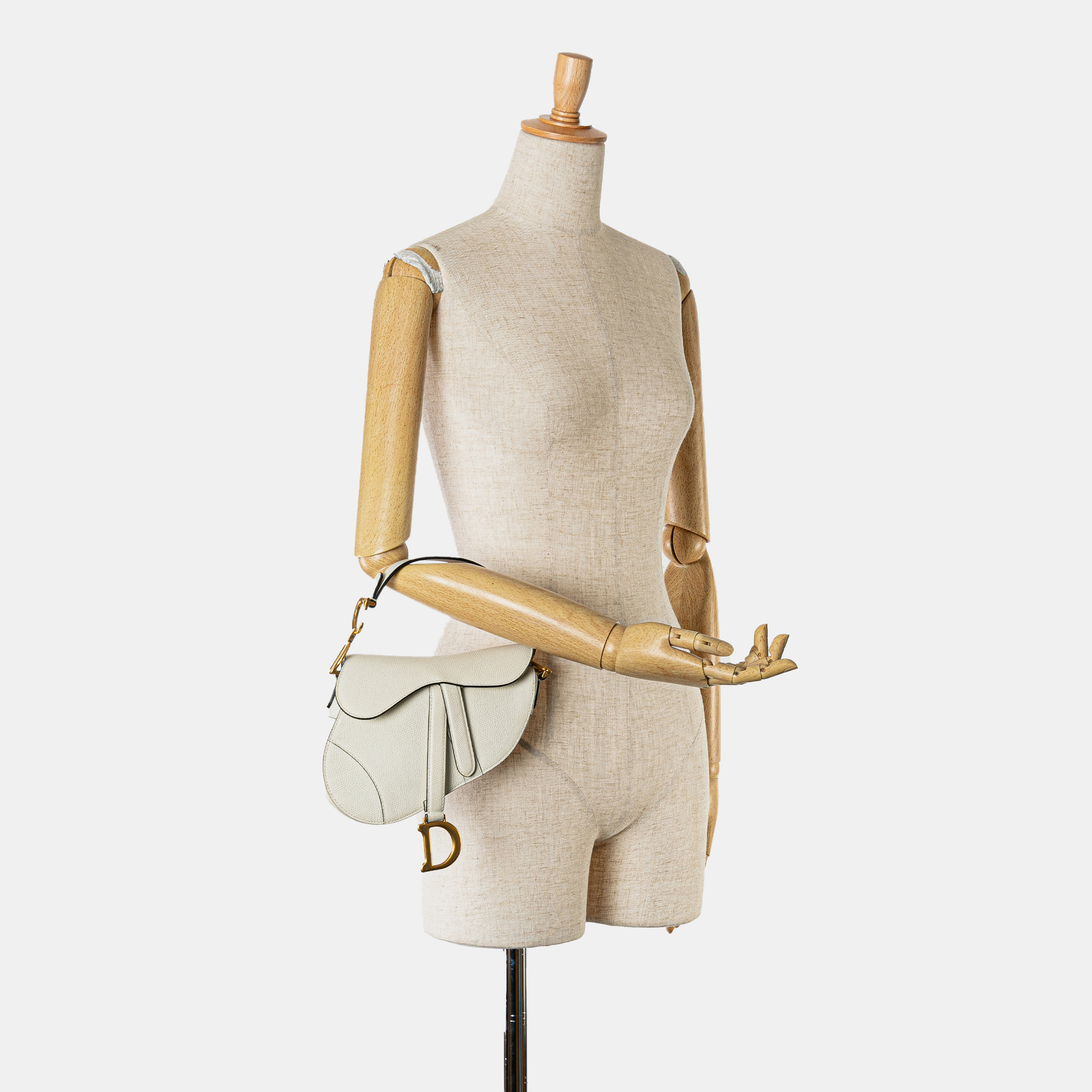 Dior White Leather Mini Leather Saddle Bag