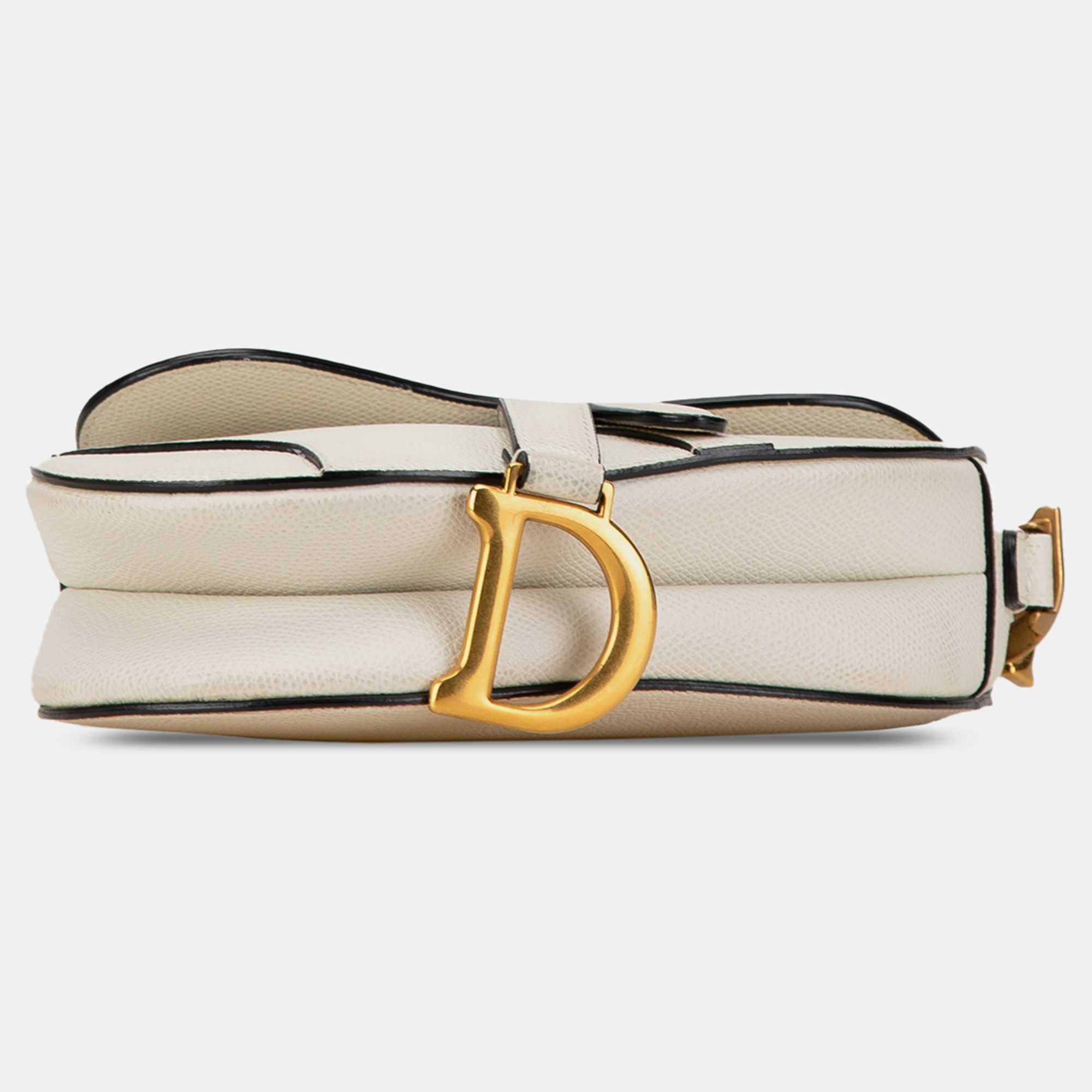 Dior White Leather Mini Leather Saddle Bag