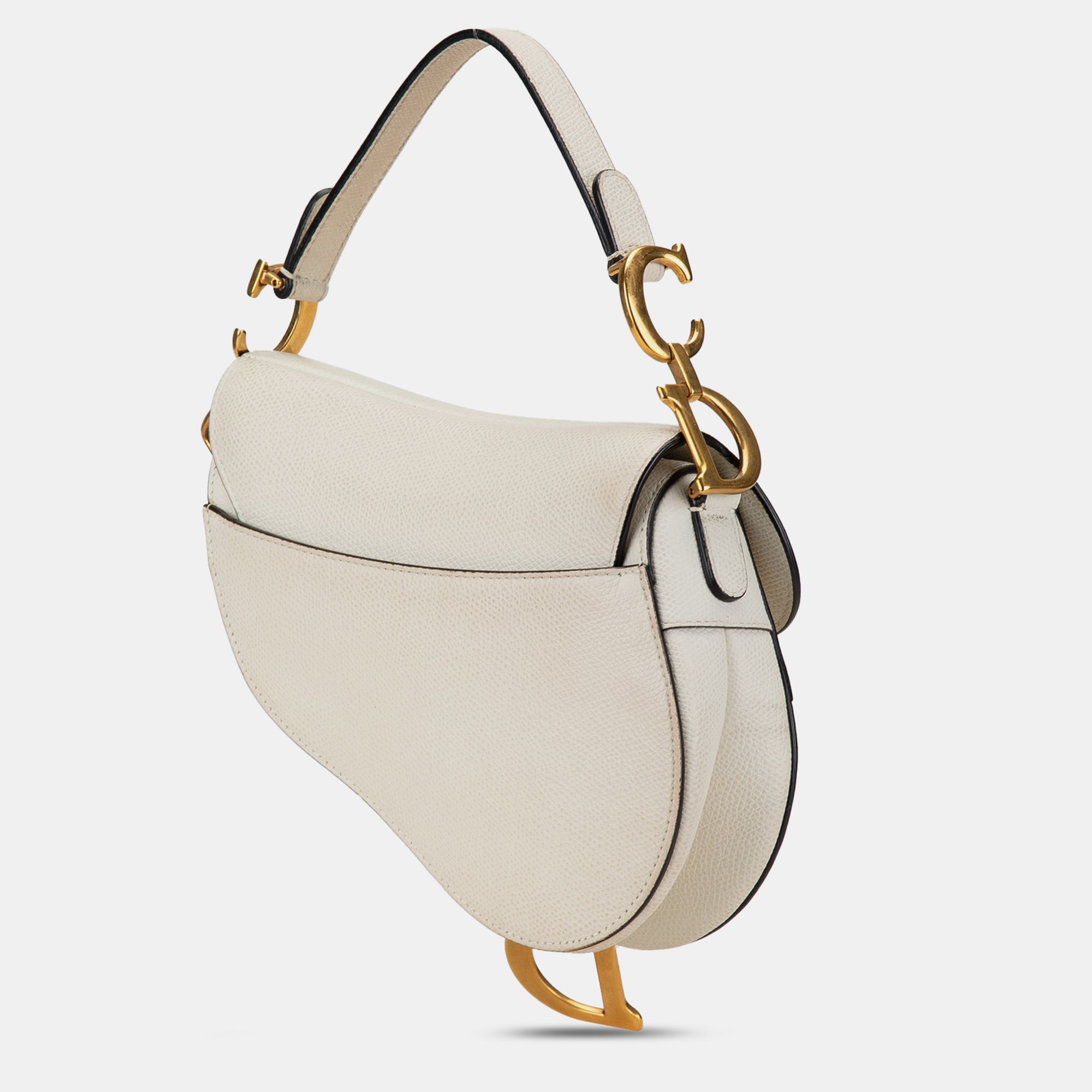 Dior White Leather Mini Leather Saddle Bag