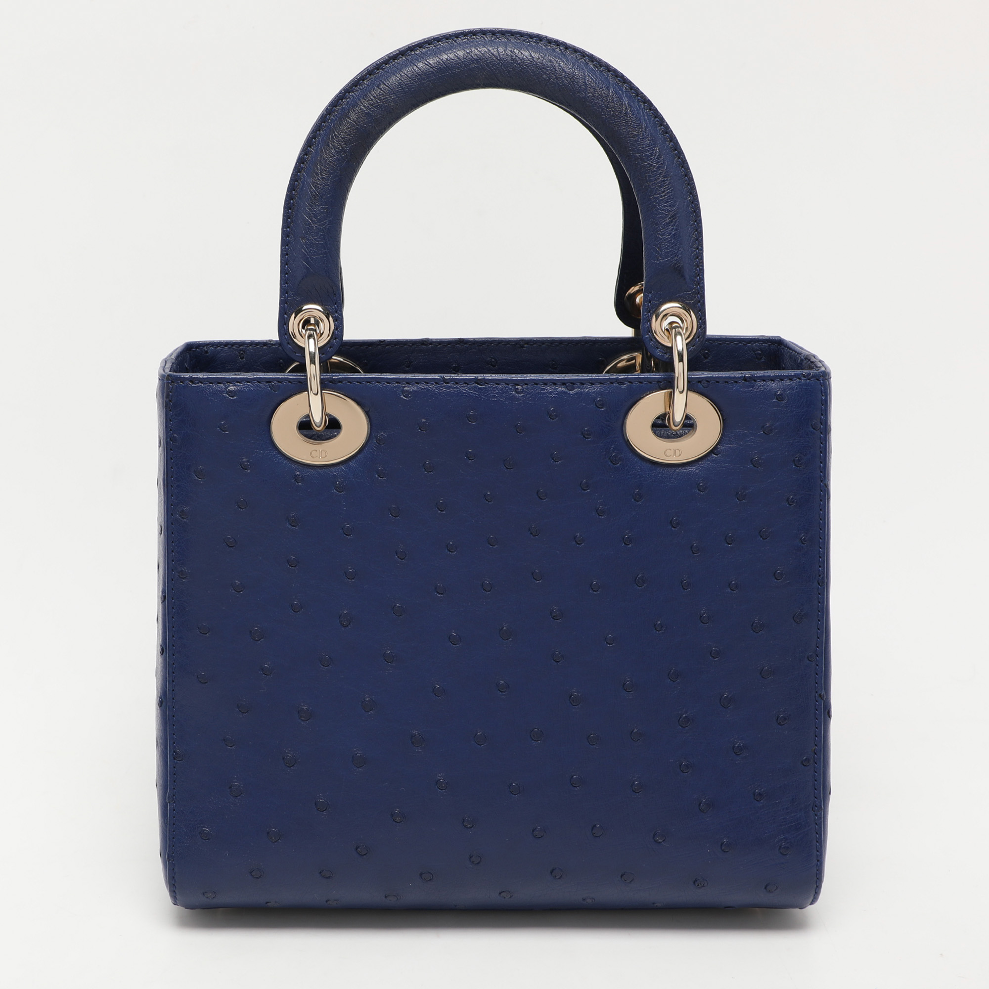 Dior Blue Ostrich Medium Lady Dior Tote