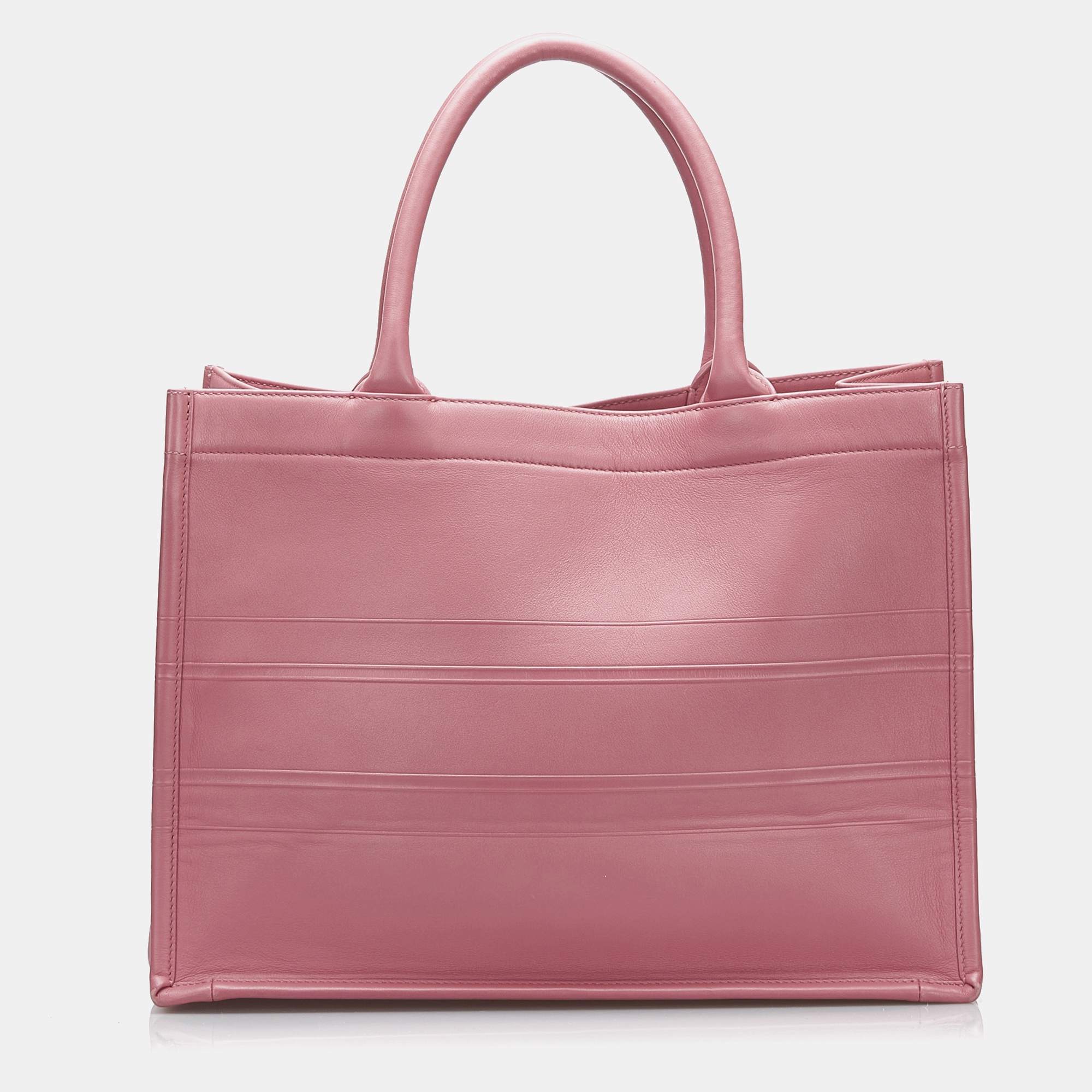 Dior Pink Leather Dior Medium Embossed Book Tote