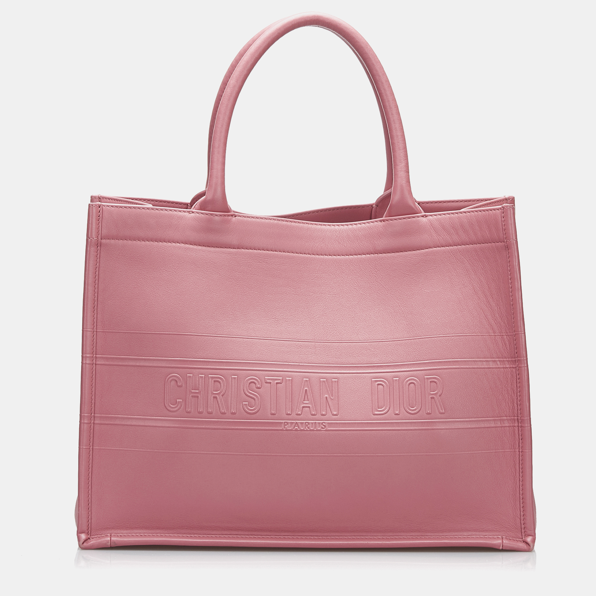 Dior Pink Leather Dior Medium Embossed Book Tote