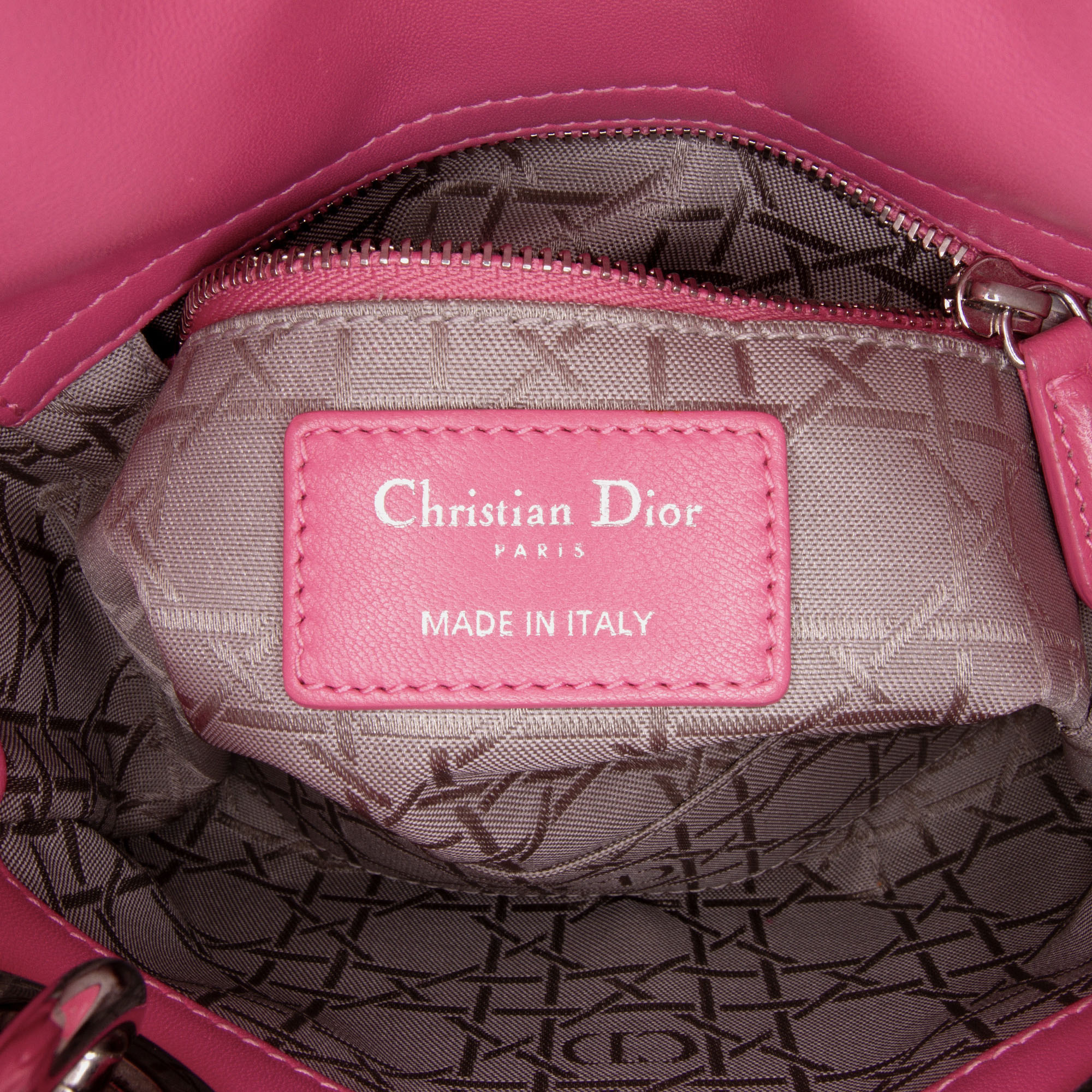 Dior Pink Leather Dior Mini Lambskin Cannage Lady Dior