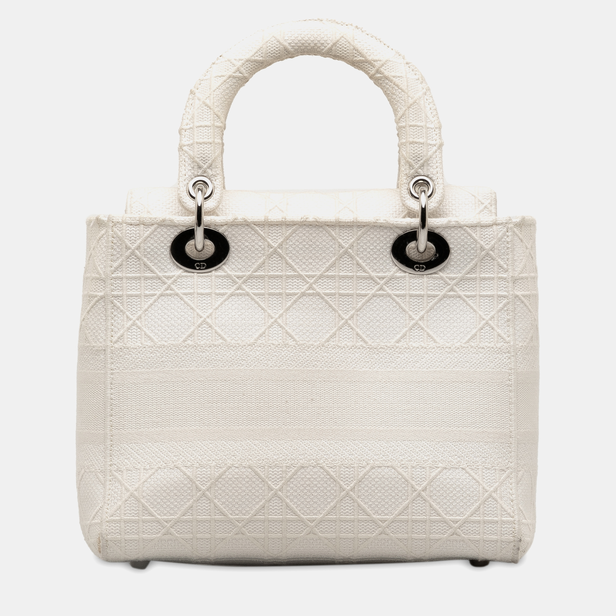 Dior White Canvas And Fabric Dior Medium Cannage Lady D-Lite