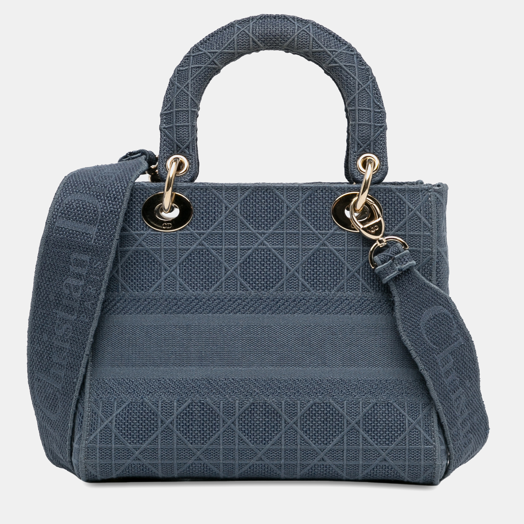 Dior Blue Canvas And Fabric Dior Medium Cannage Lady D-Lite