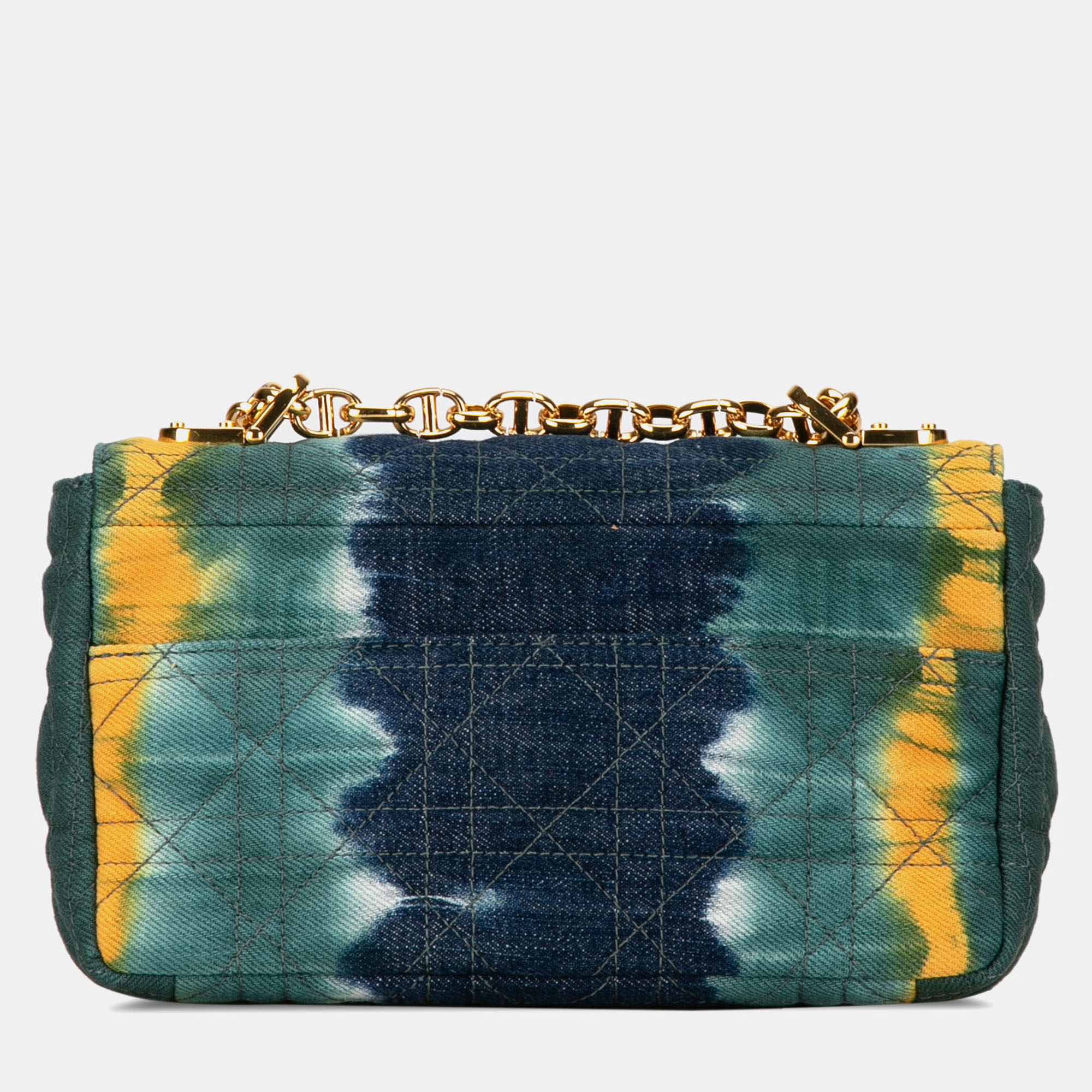 Dior Blue Denim Small Denim Tie-Dye Cannage Caro Bag