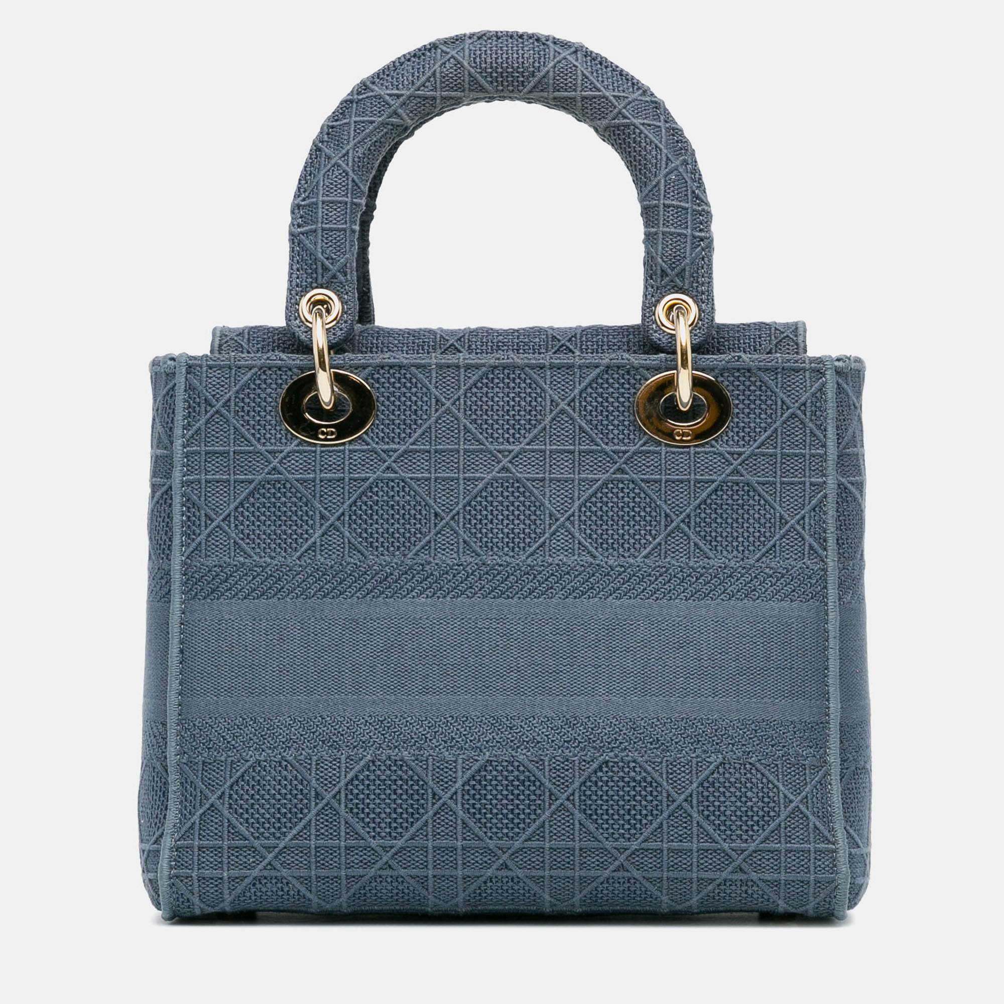 Dior Blue Canvas Medium Cannage Lady D-Lite Bag