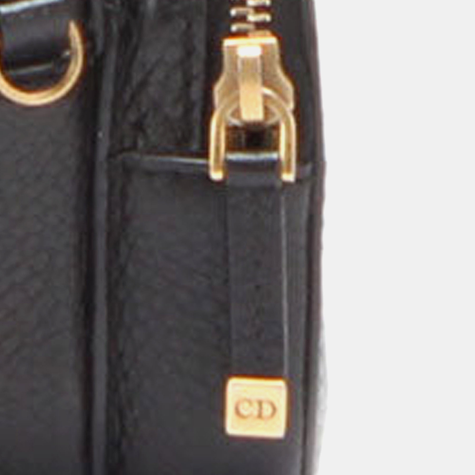 Dior Black Calf Leather J'Adior Camera Case Clutch With Chain