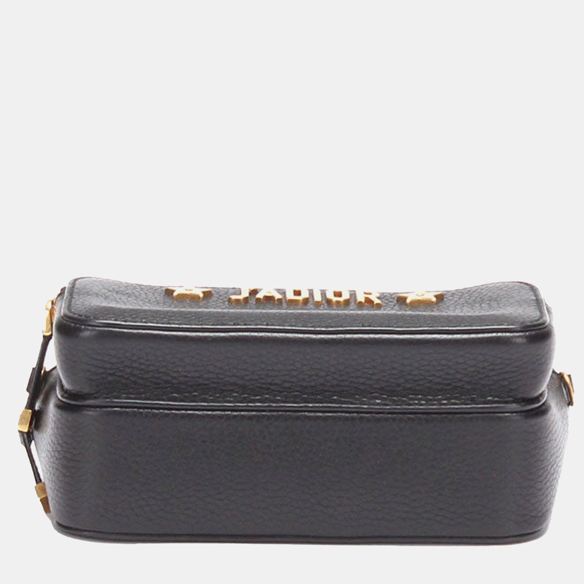 Dior Black Calf Leather J'Adior Camera Case Clutch With Chain