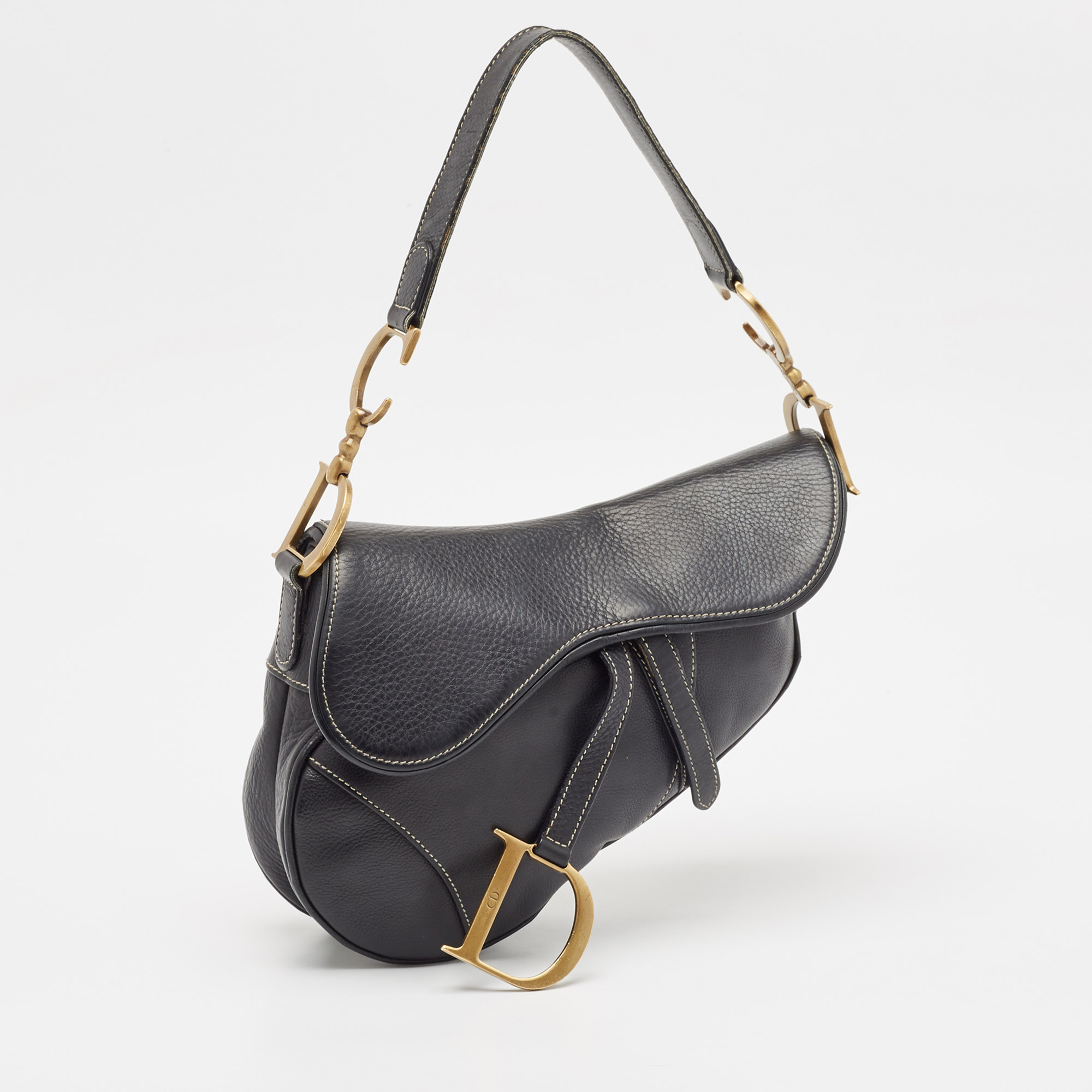 Dior Black Leather Saddle Bag