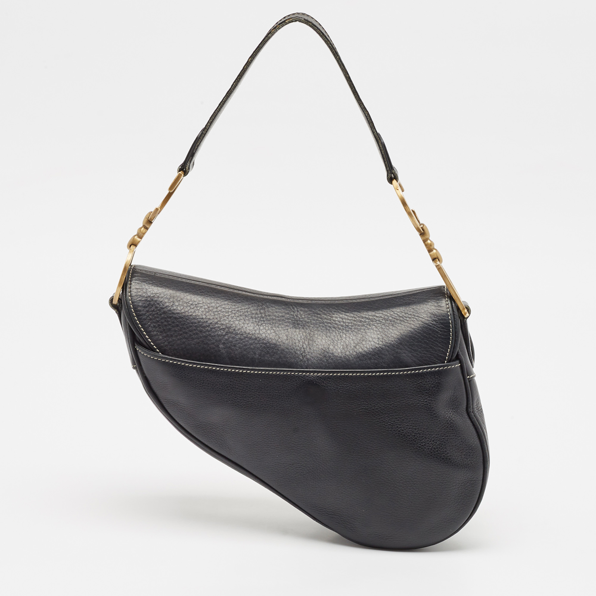 Dior Black Leather Saddle Bag