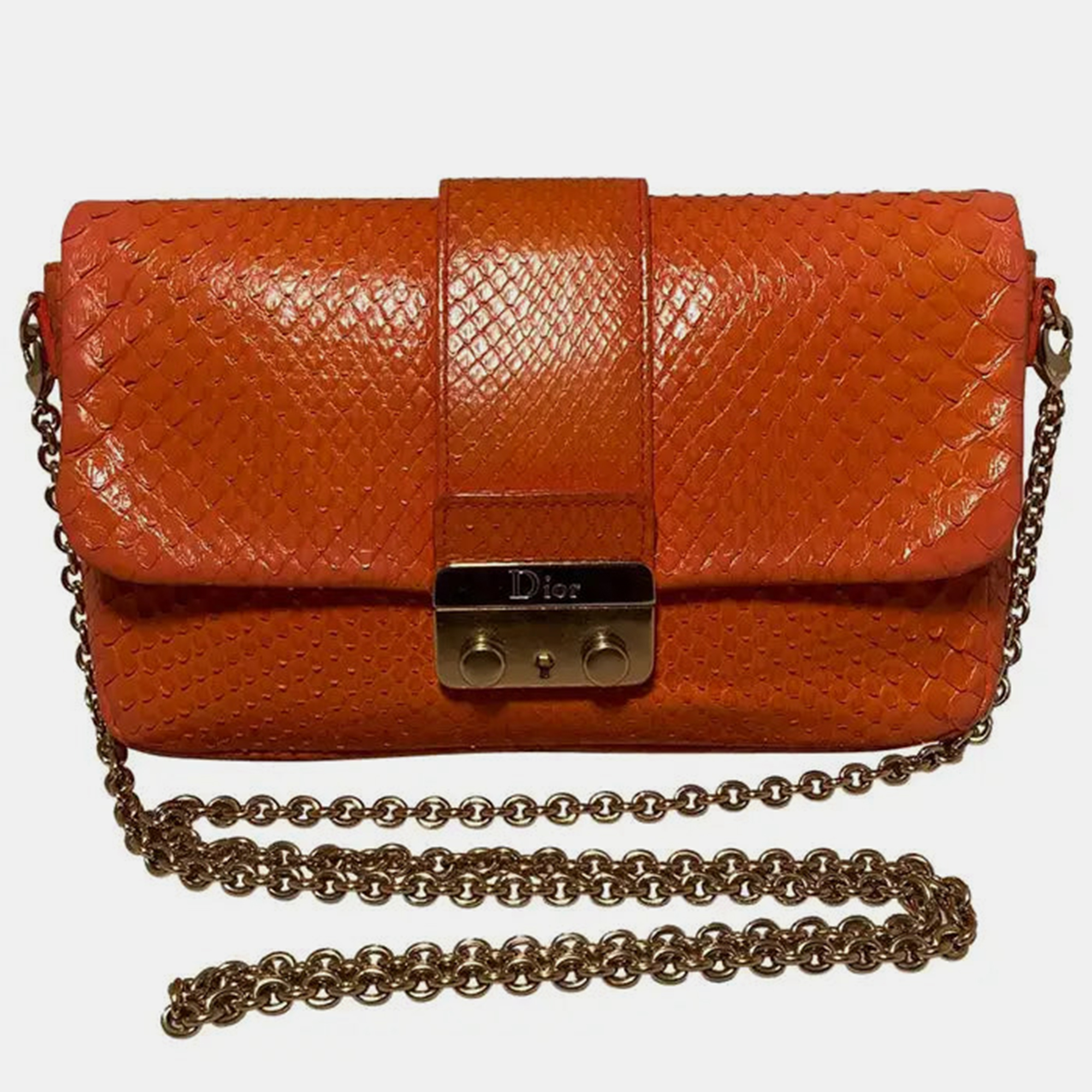 Christian Dior Orange Python Miss Dior Small Flap Bag