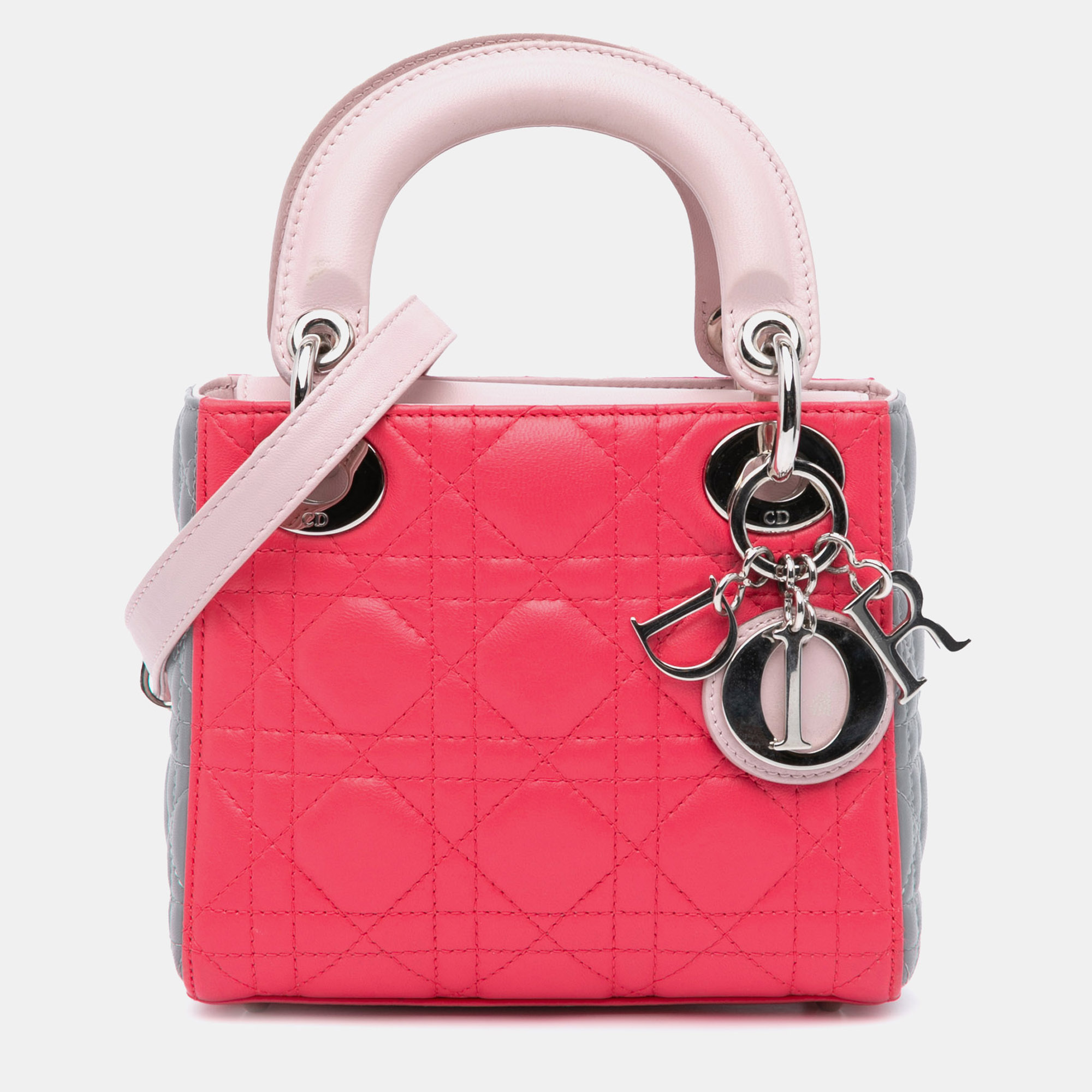Dior Pink Mini Tricolor Lambskin Cannage Lady Dior Bag