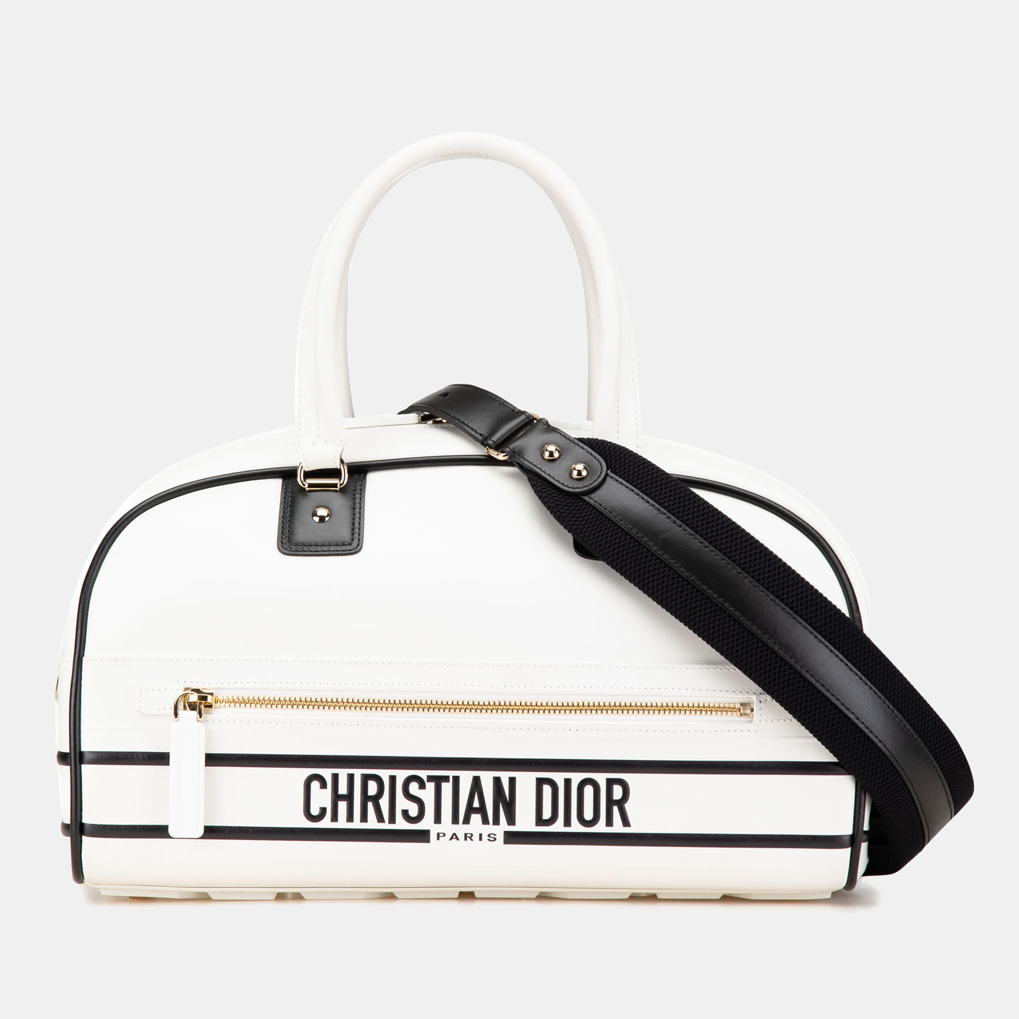 Dior White Medium Leather Dior Vibe Bowling Bag
