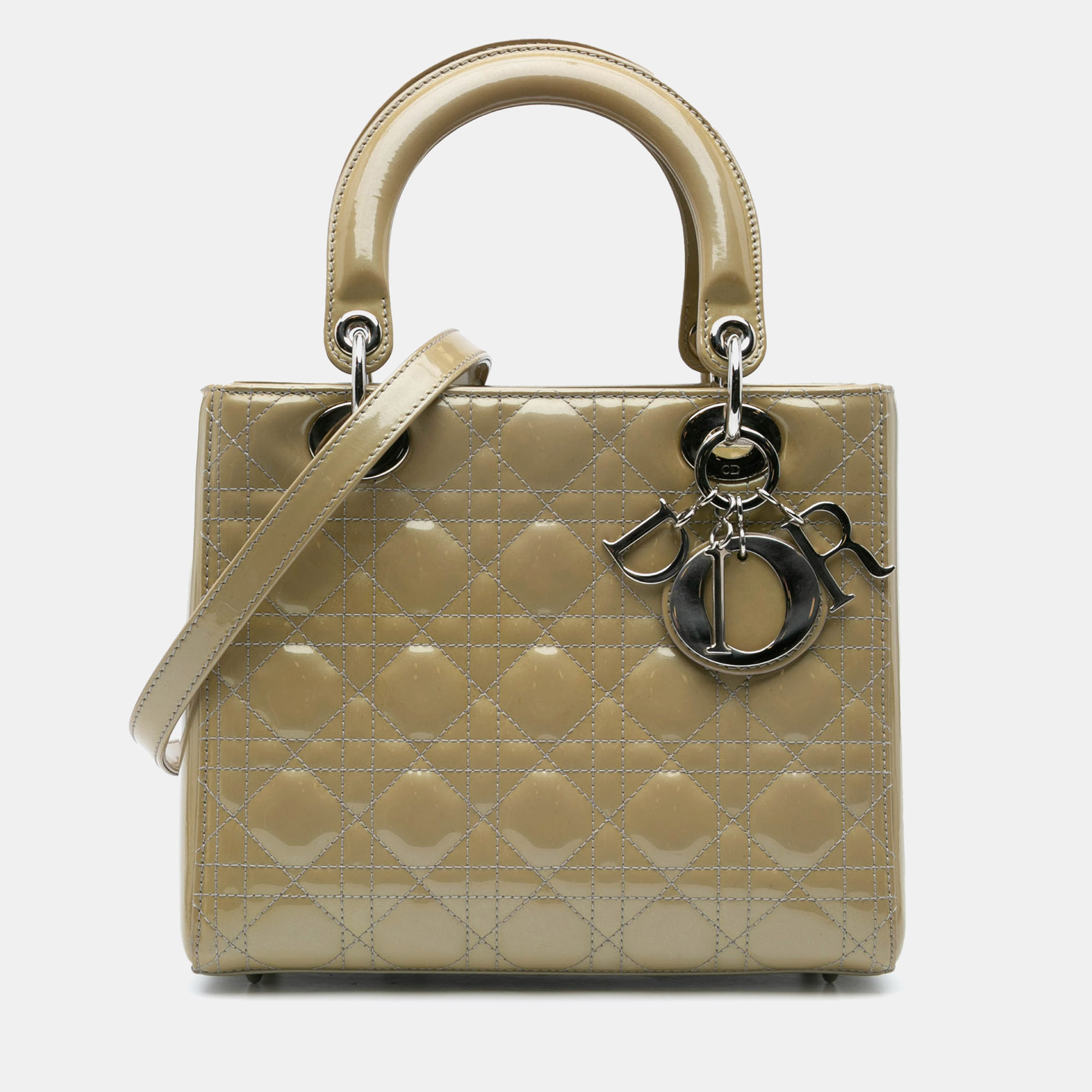 Dior Brown Medium Patent Cannage Lady Dior Bag