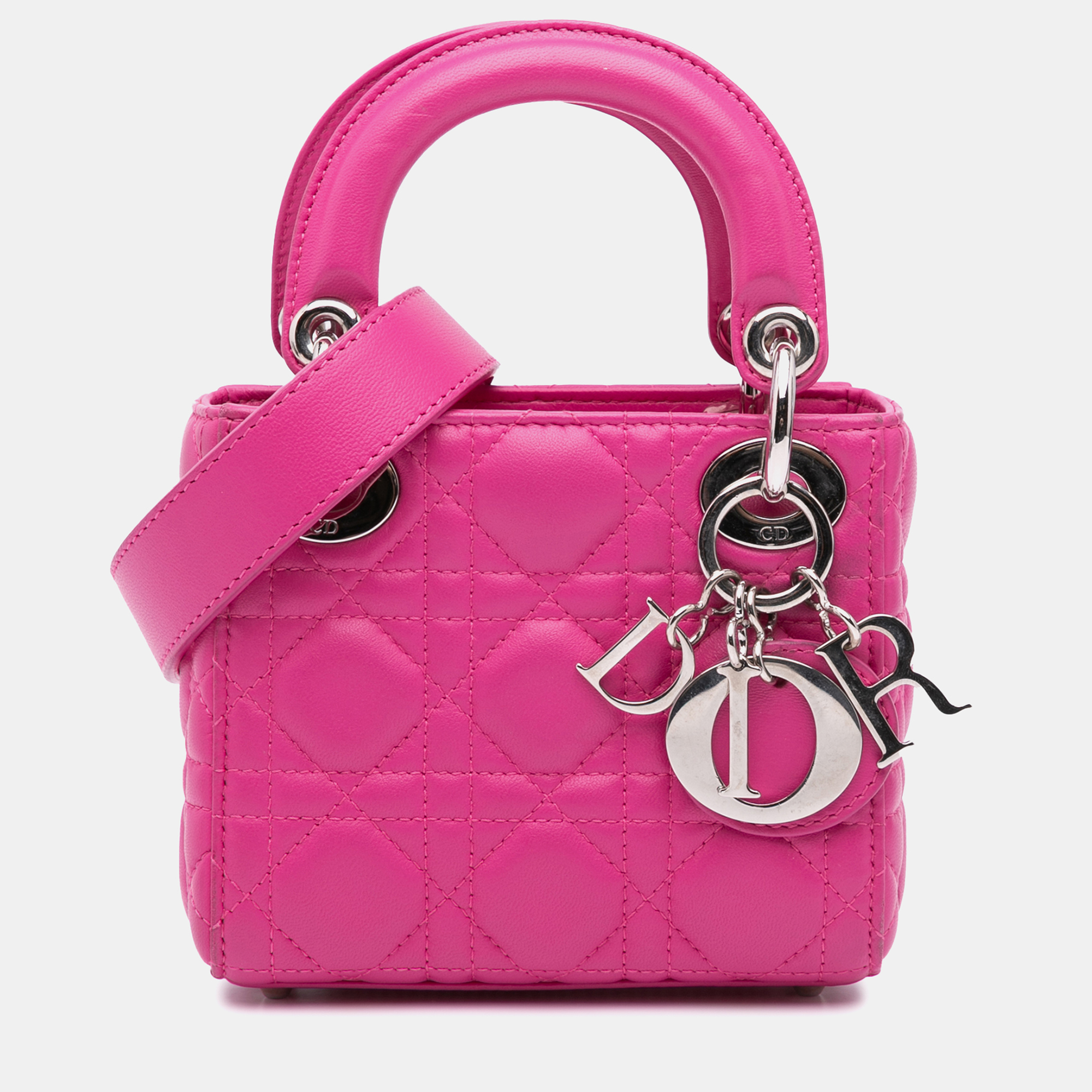 Dior Pink Micro Lambskin Cannage Lady Dior Bag