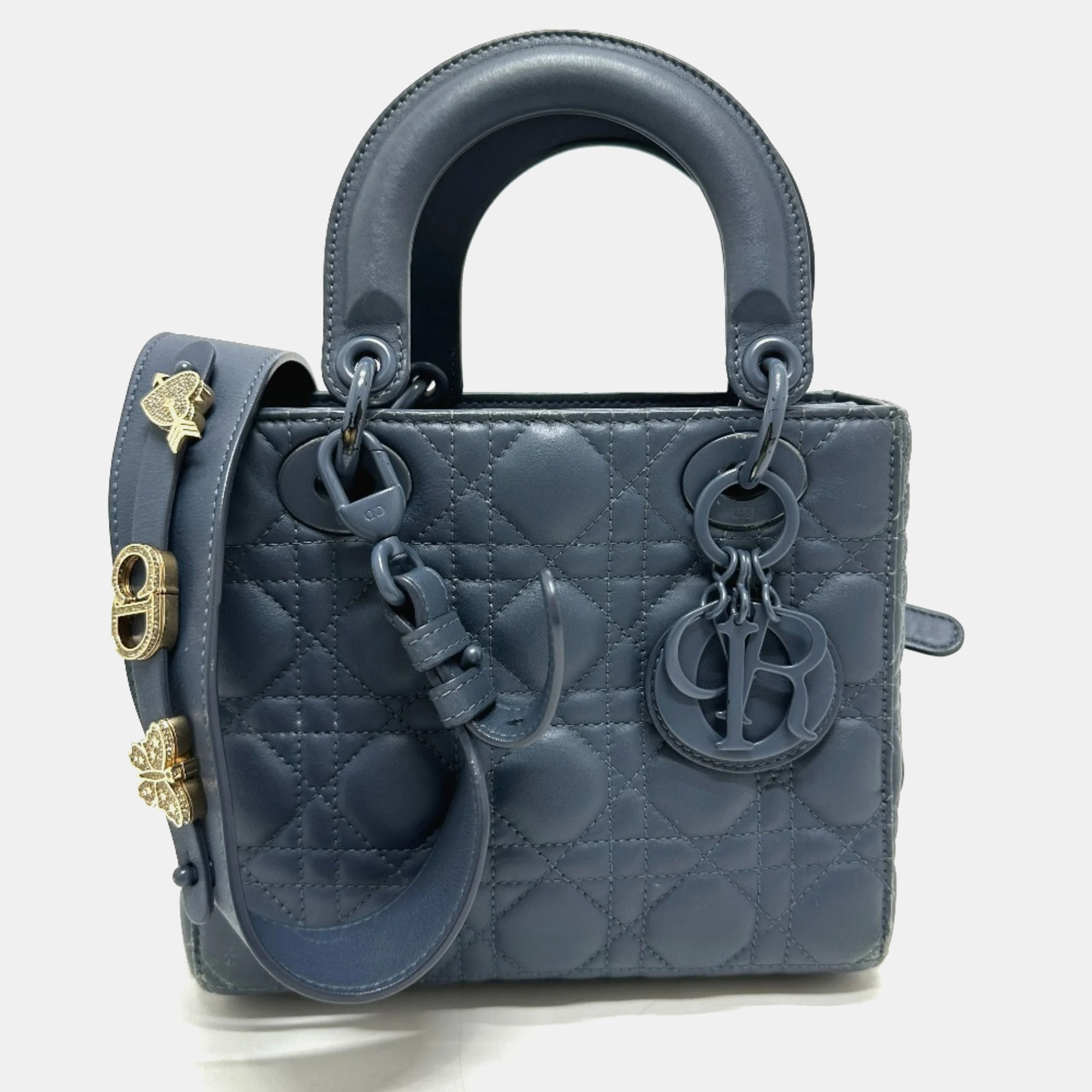 Dior Blue Lambskin Lady Dior Shoulder Bag