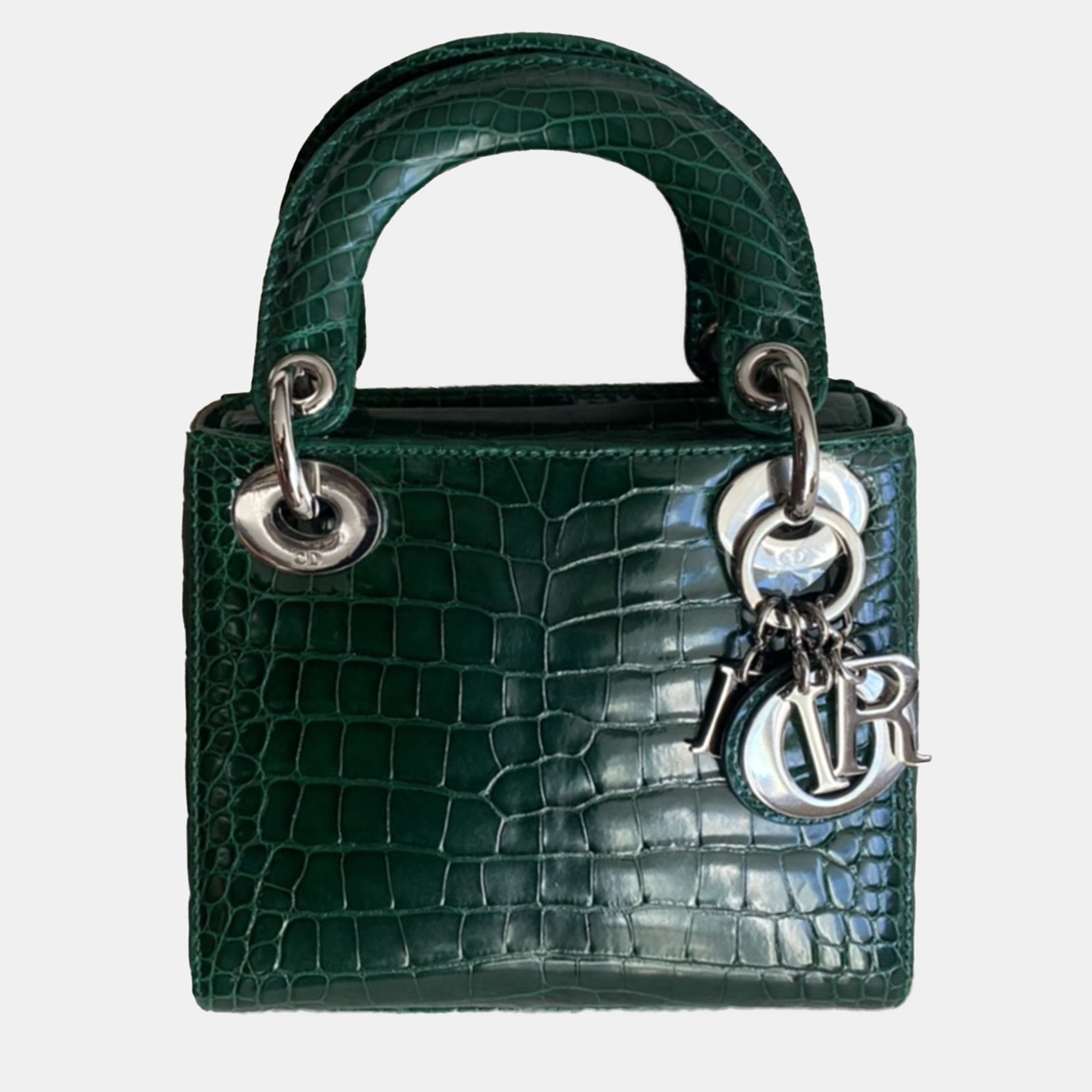 Dior Lady Dior Medium Bag Emerald Green Shiny Crocodile Leather